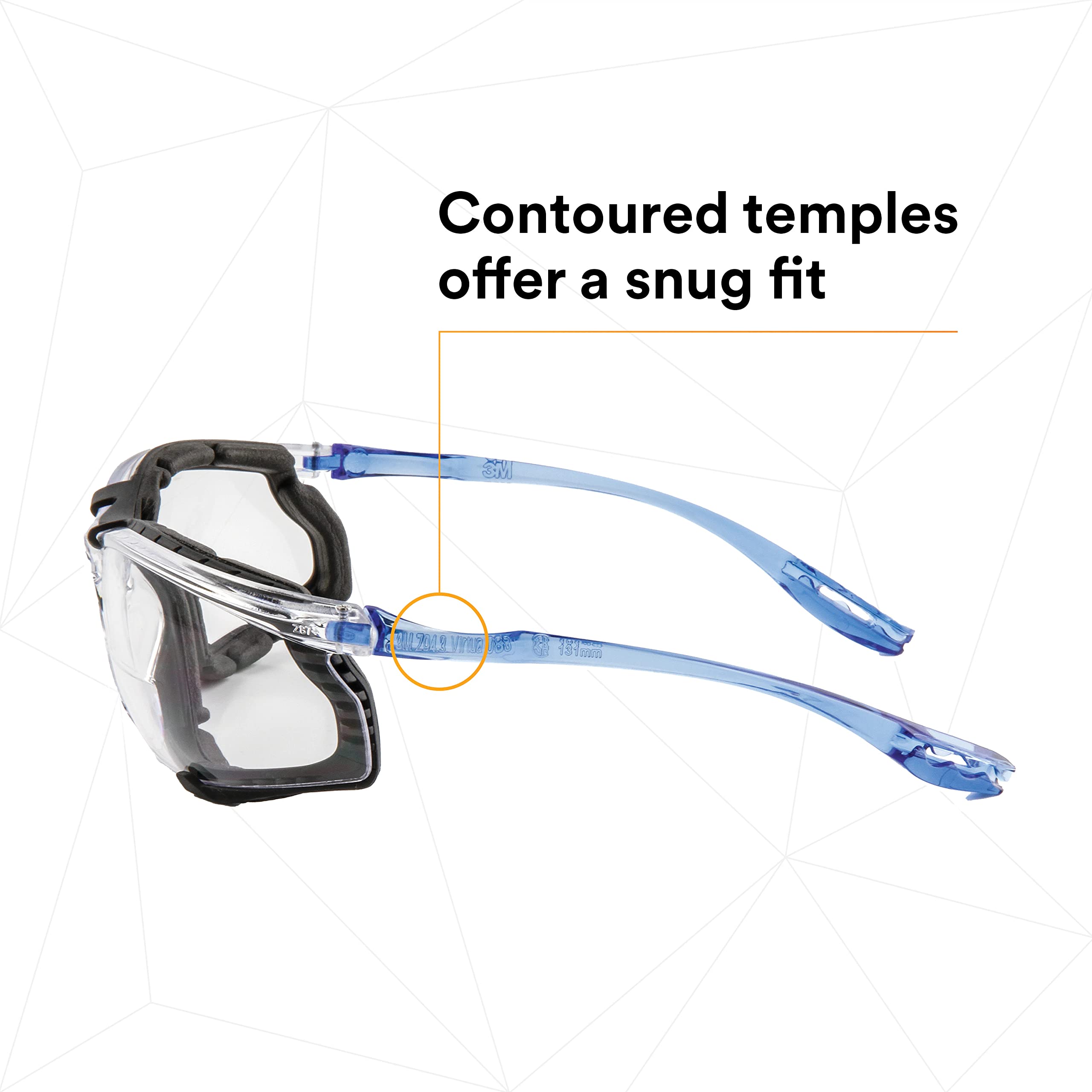 3M Virtua CCS Safety Glasses with +2.5 Readers - ANSI Z87.1 Certified, Anti-Fog Clear Lens & Frame, Blue Arms, Corded Ear Plug System, Removable Foam Gasket (20-Pack) - Perfect for Construction, Lab Work & DIY Projects
