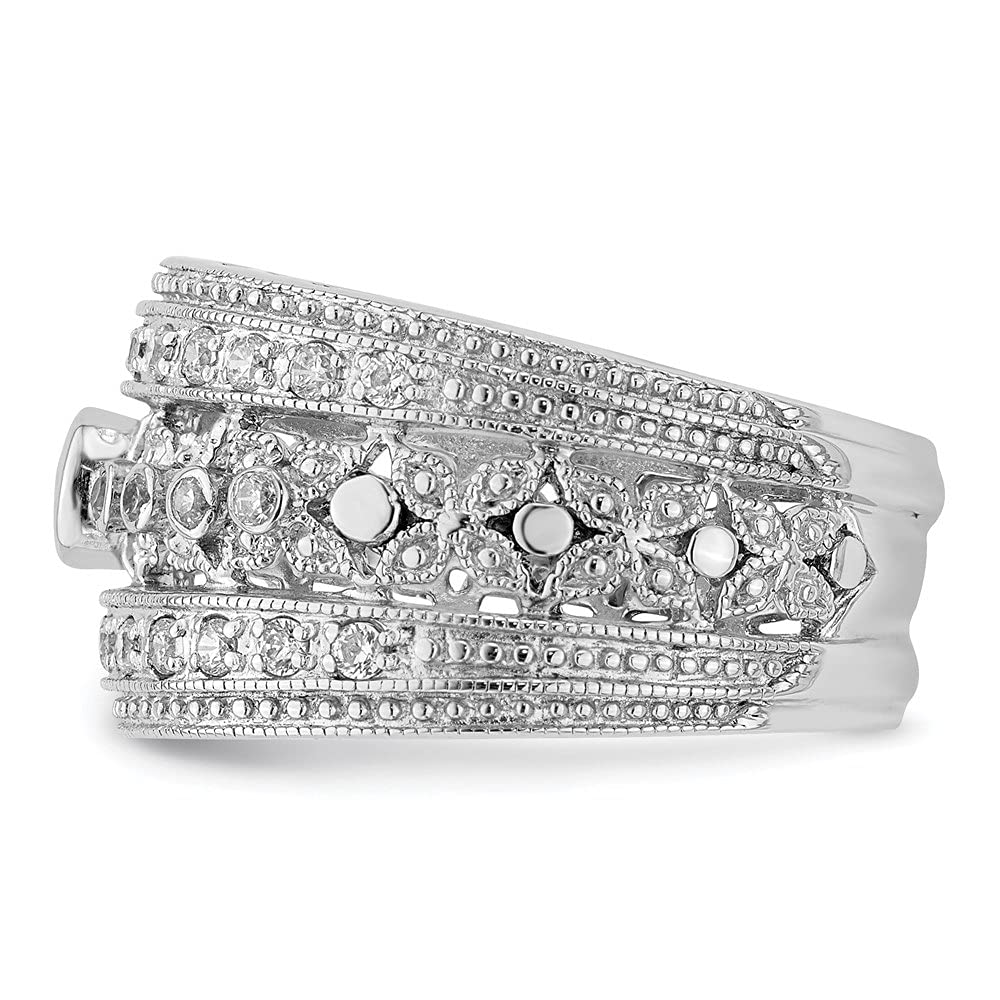 Sterling Silver Rhodium Plated Cubic Zirconia Wedding Ring for Women - Elegant CZ Engagement Band, Size 4-10, Perfect for Proposals, Anniversaries & Bridal Jewelry Sets