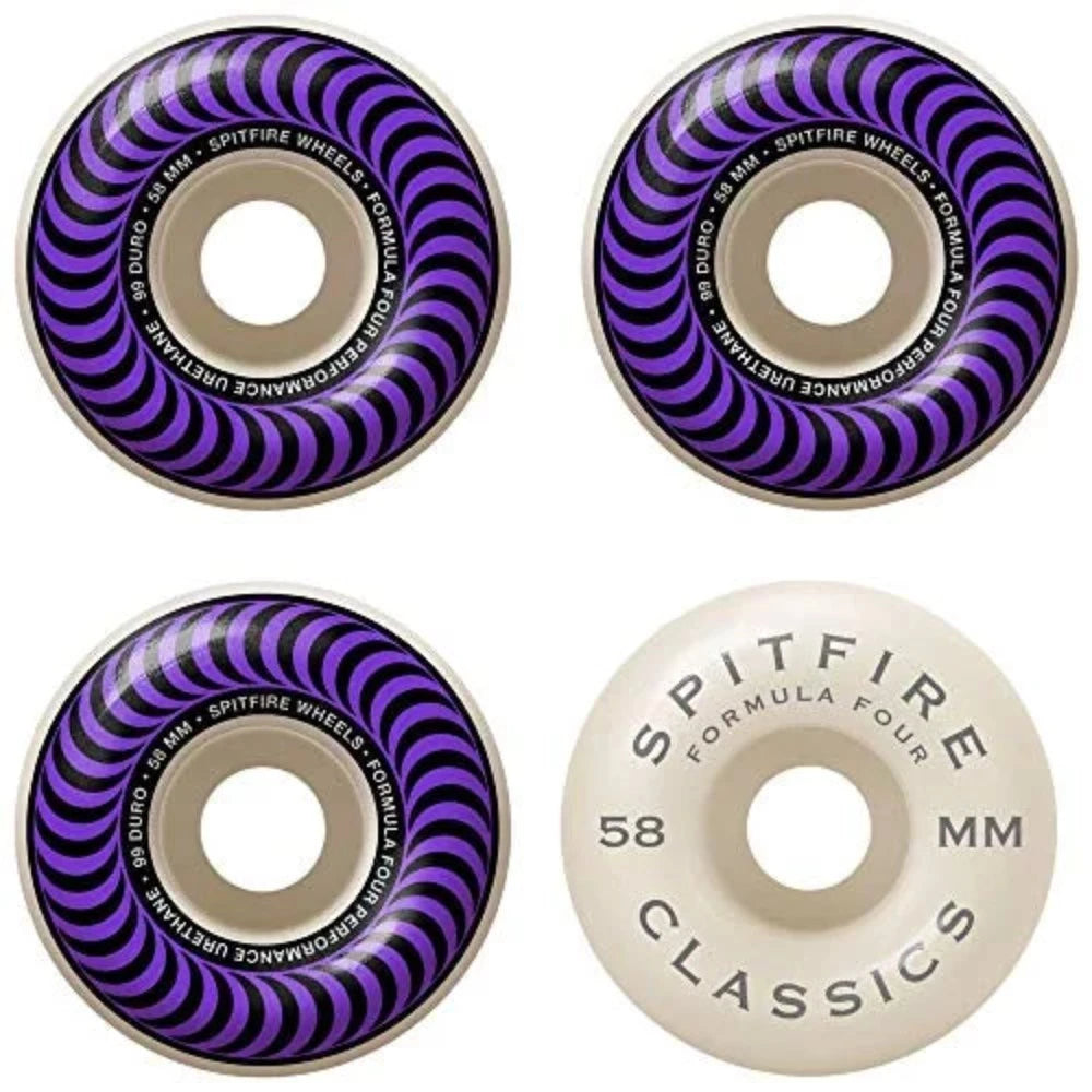 Spitfire F4 99D Classics Skateboard Wheels - High Performance 99A Durometer Wheels for Street & Park Skateboarding - Perfect for Tricks, Grinds & Smooth Riding