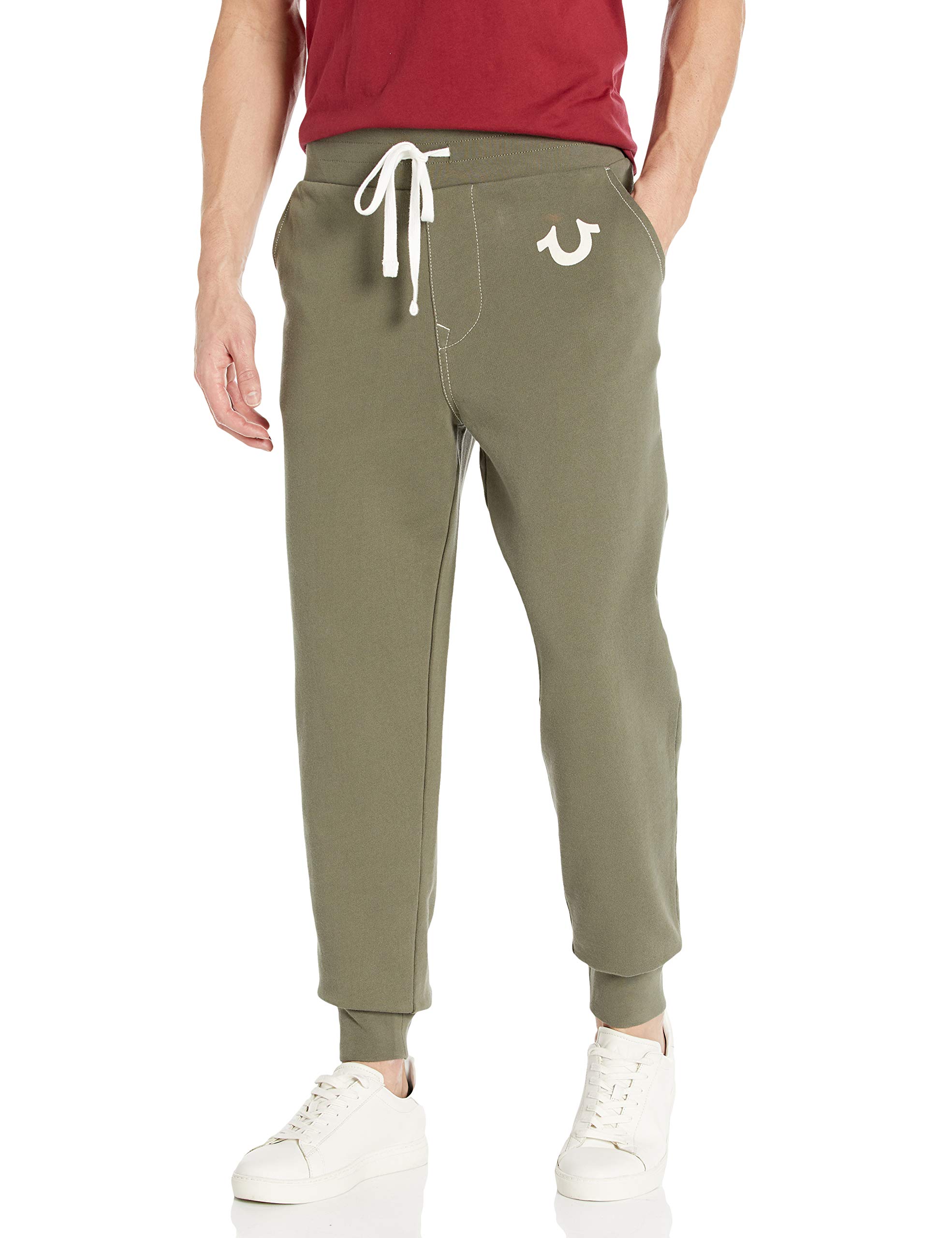 True Religion Men's Classic Logo Slim Fit Jogger Sweatpants - Comfortable Athletic Pants for Gym, Running & Casual Wear