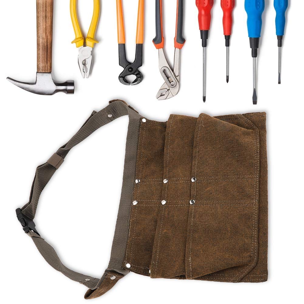 Heavy Duty Work Apron with Multiple Tool Pockets - 11.61x10.43 Inches Durable Carpenter Apron for Woodworking, Gardening & DIY Projects - Ideal for Carpenters, Gardeners & Handymen