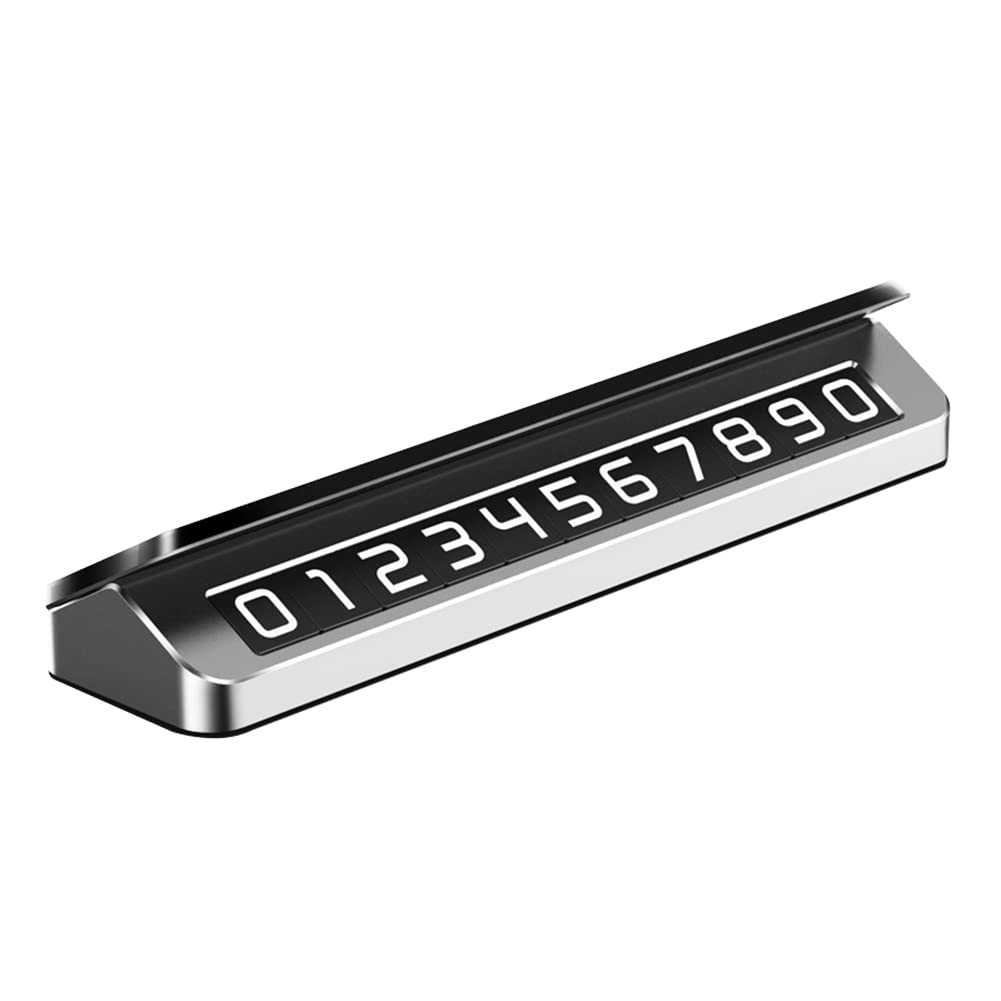 Universal Car Parking Card Holder - Luminous Flip Phone Number Plate for Temporary Parking (Silver) | Ideal for Driveways, Garages & Public Parking Lots
