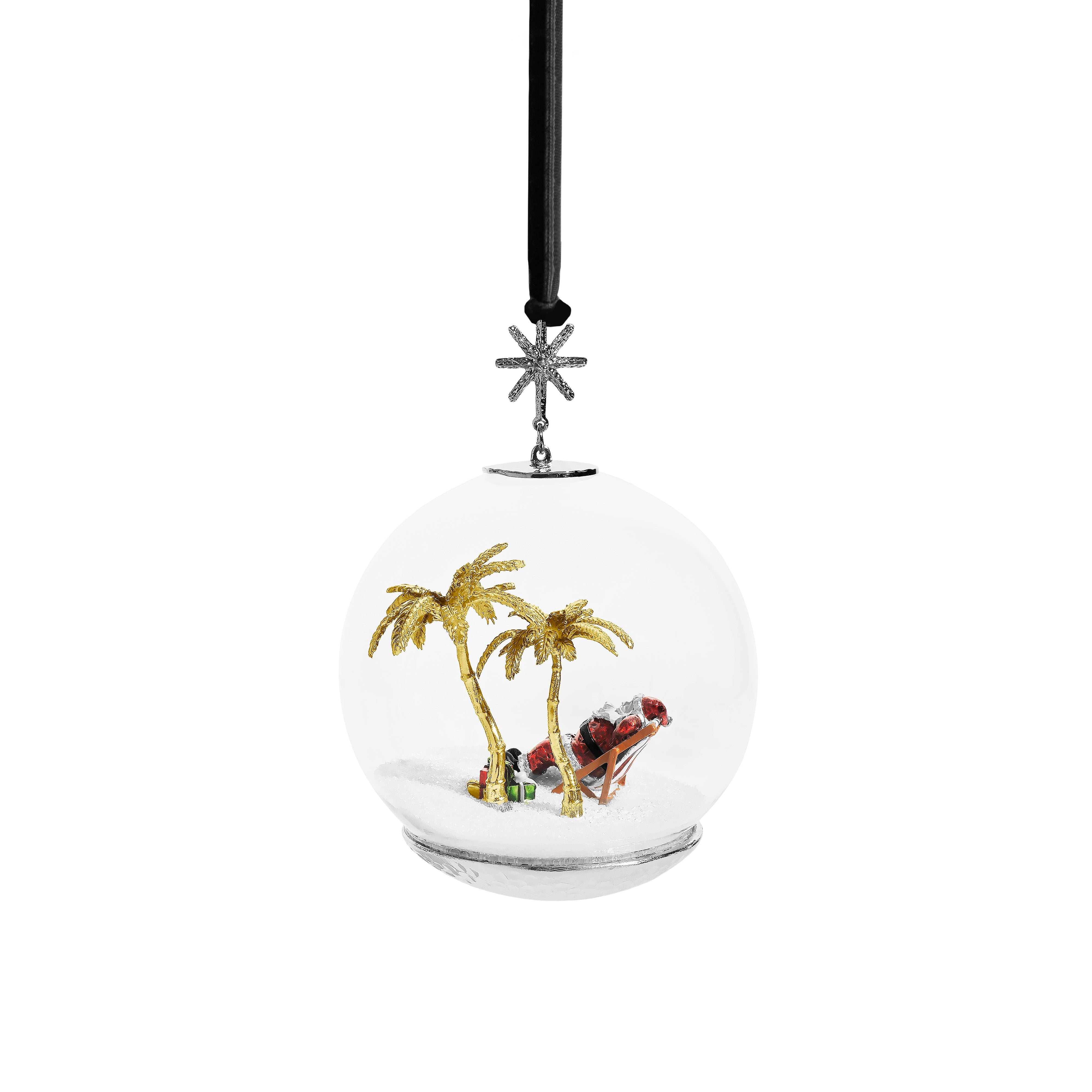 Christmas Island Santa Snow Globe Ornament - Handmade Holiday Decoration for Tree, Gift & Festive Home Decor