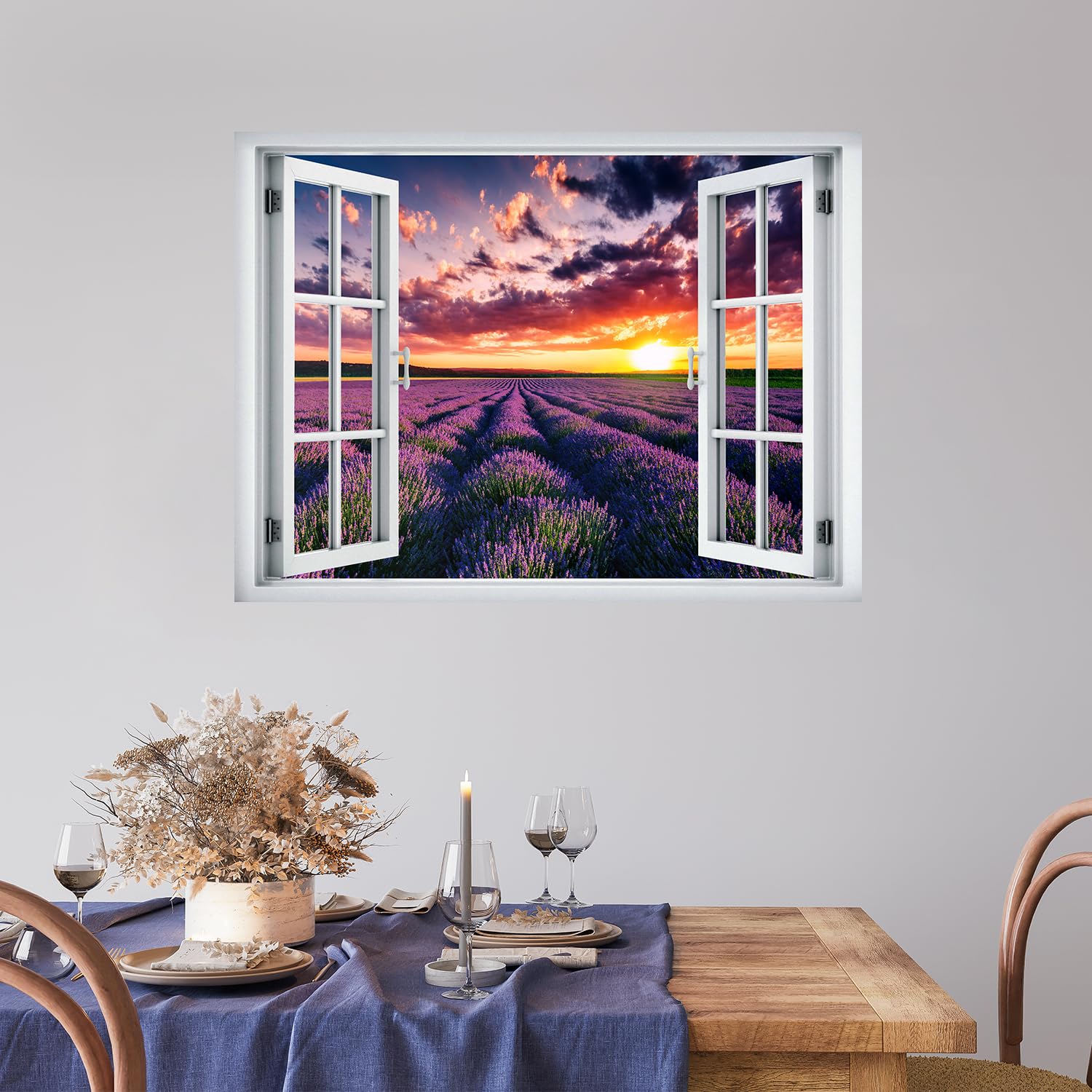 A Touch of Nature: Transform Your Space with Wall26's Sunset Purple Lavender Flower Garden Wall Sticker