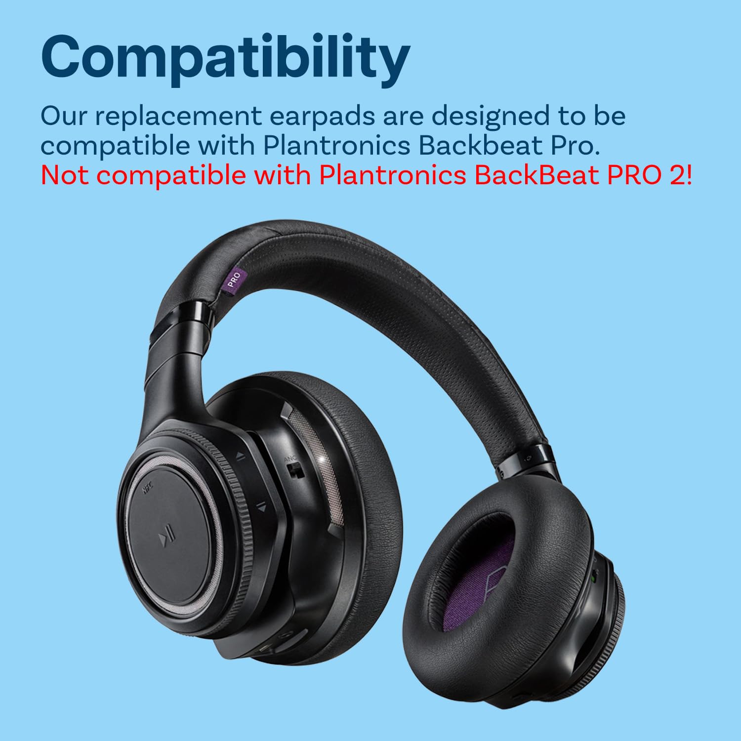 MMOBIEL Replacement Ear Pads for Plantronics BackBeat PRO 1 Headset - Premium Protein PU Ear Cushions - Comfortable Headphone Earpads (Black) - Perfect for Gaming, Music & Office Use
