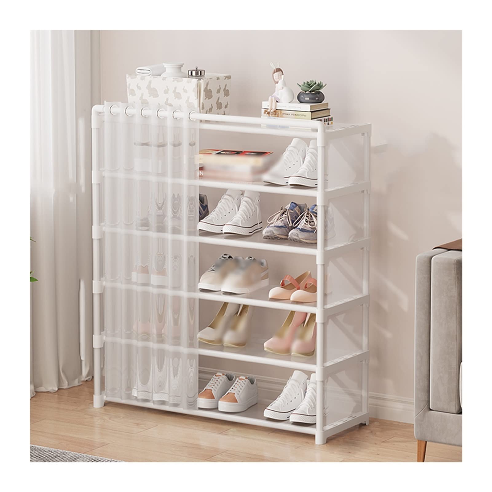 XINGLL 6-Tier Shoe Stand Rack - Large Capacity Shoe Storage Shelf for Hallway, Bedroom & Office - Perfect for Organizing Shoes, Hats, Handbags & Umbrellas | Space-Saving Entryway Furniture for Home & Office Organization