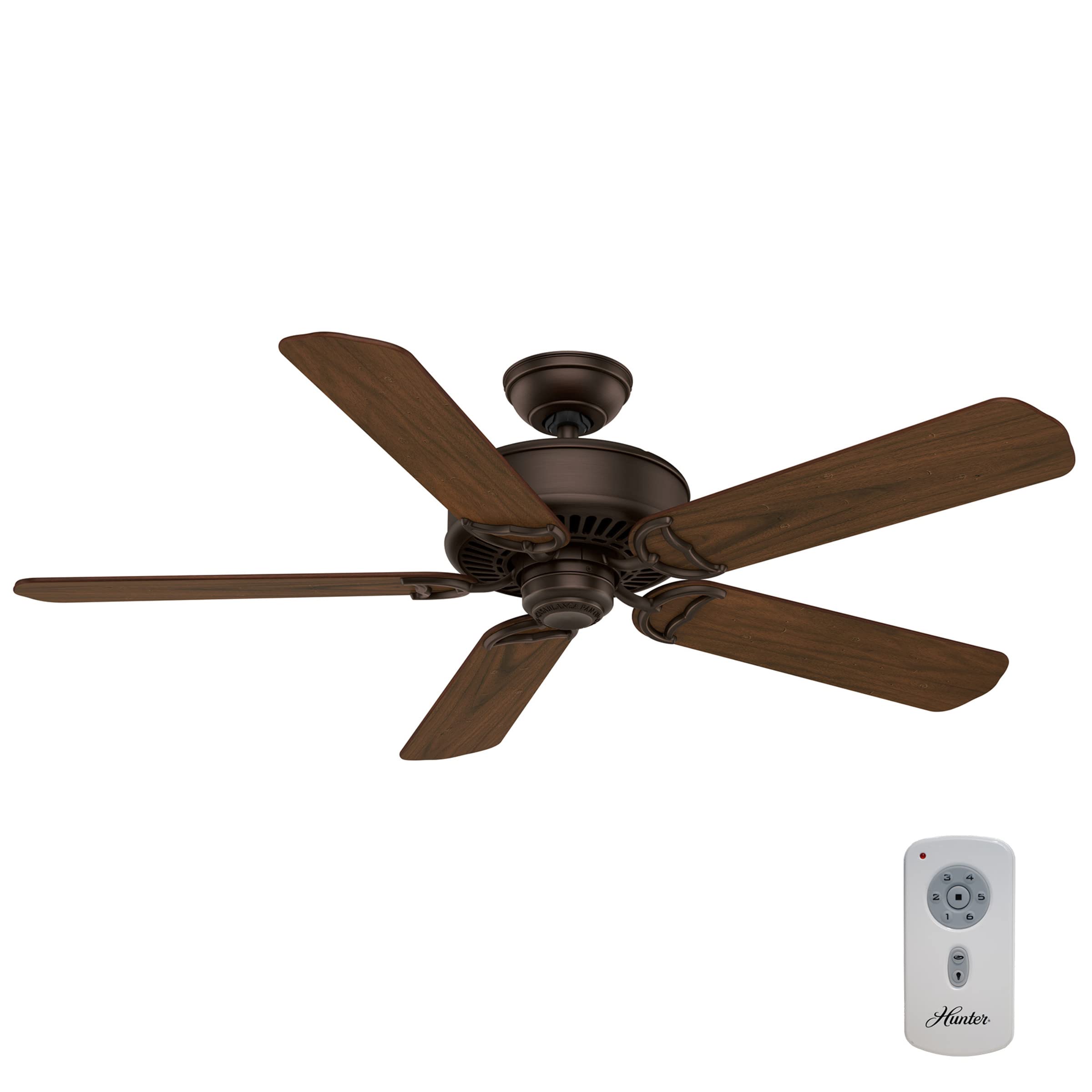 Casablanca Panama Indoor Ceiling Fan with Remote Control - 52 Inch Modern Low Profile Flush Mount Fan - Quiet Reversible Motor for Bedroom, Living Room, Kitchen & Office