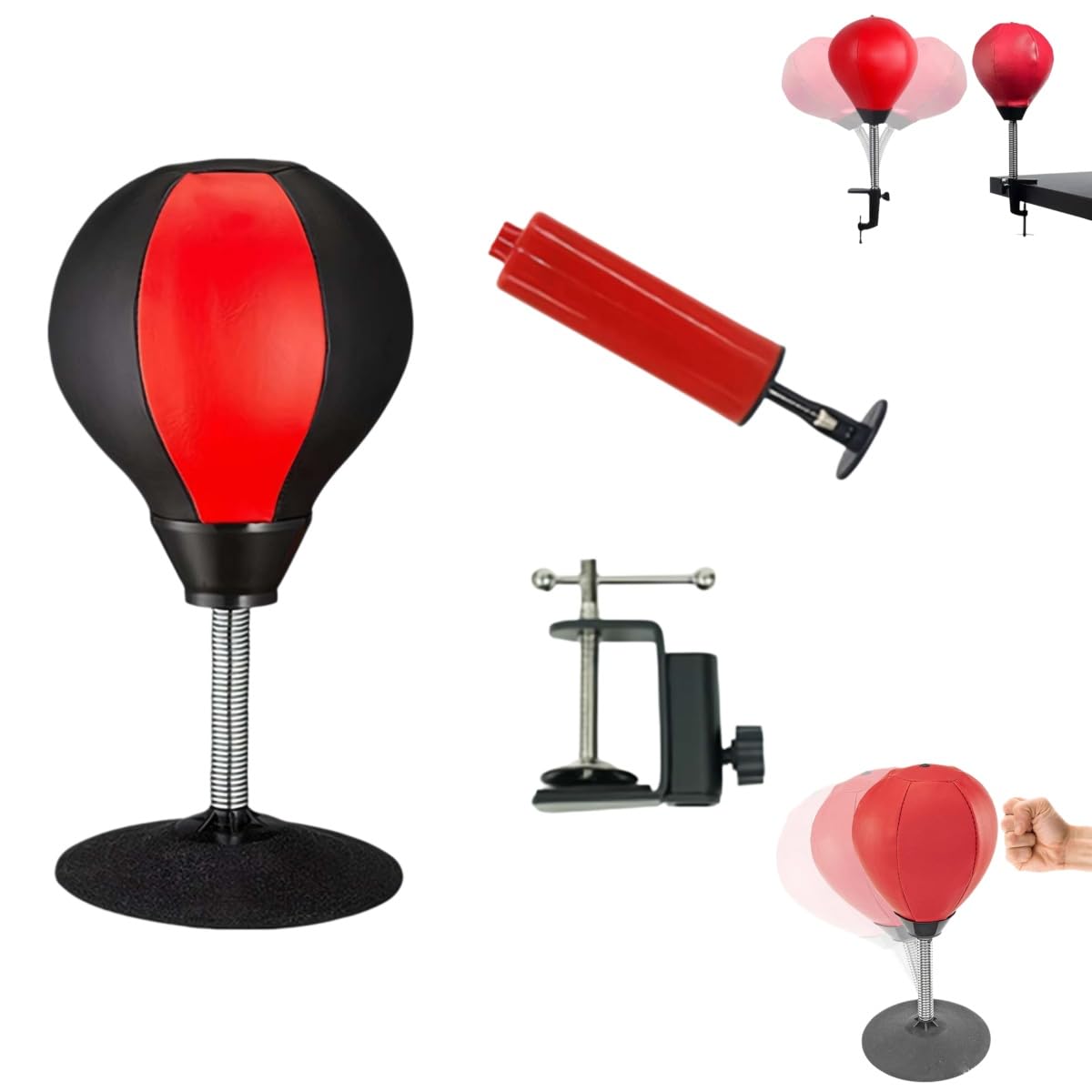 Desktop Punching Bag for Stress Relief - Boxing Speed Ball with Desk Clamp & Suction Cup - Fun Office Desk Accessory - Perfect Gift for Boss, Coworkers or Home Office Use - Great for Stress Management & Quick Workout Breaks