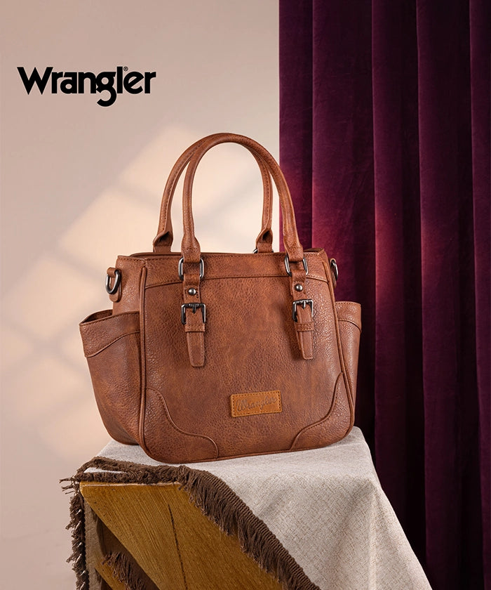 Wrangler Genuine Leather Buckle Tote Bag for Women - Stylish & Durable Handbag for Work, Travel & Everyday Use