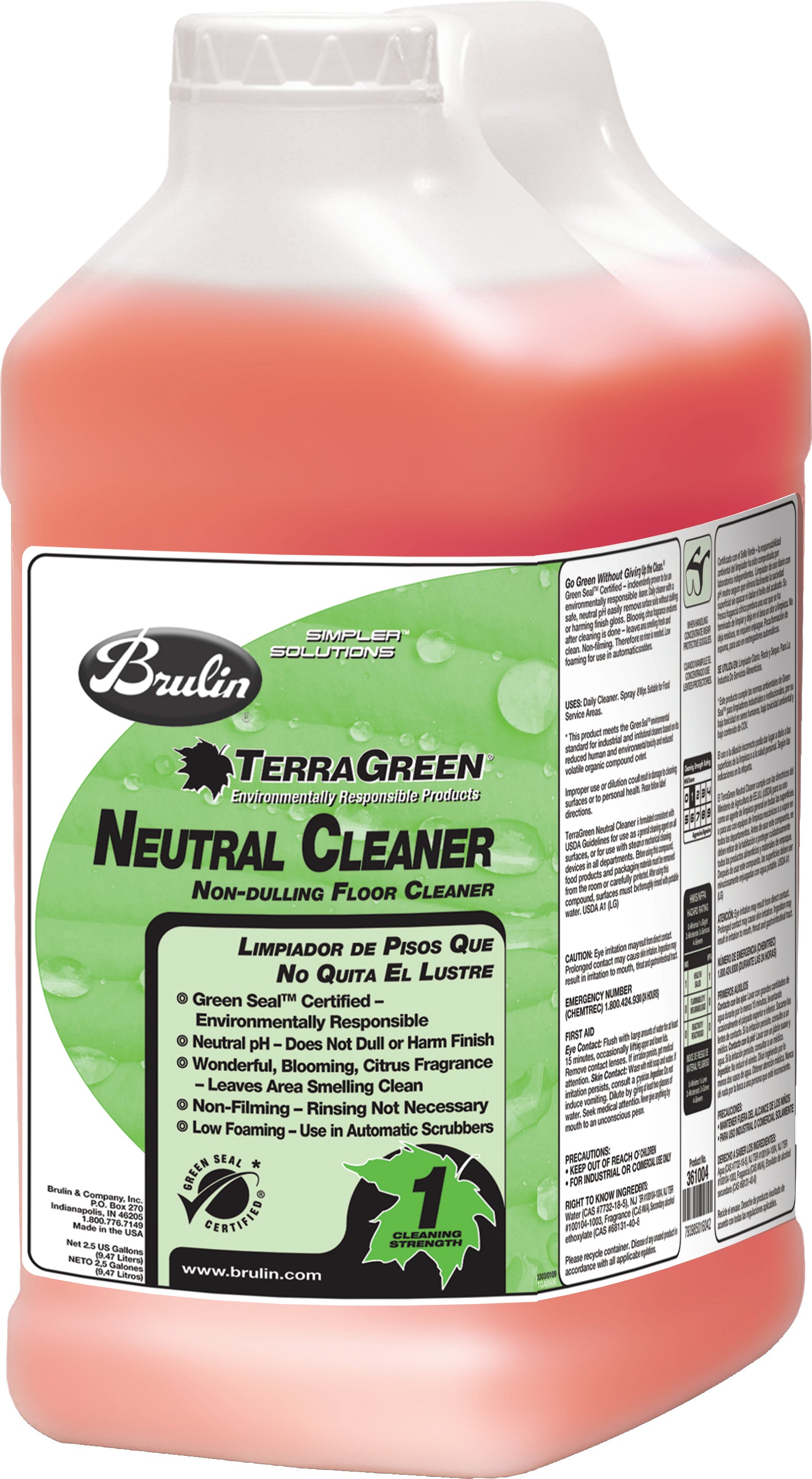 TerraGreen Neutral pH Floor Cleaner - 2.5 Gallons (2 Pack) - Safe for Hardwood, Tile & Vinyl Floors - Commercial & Home Use