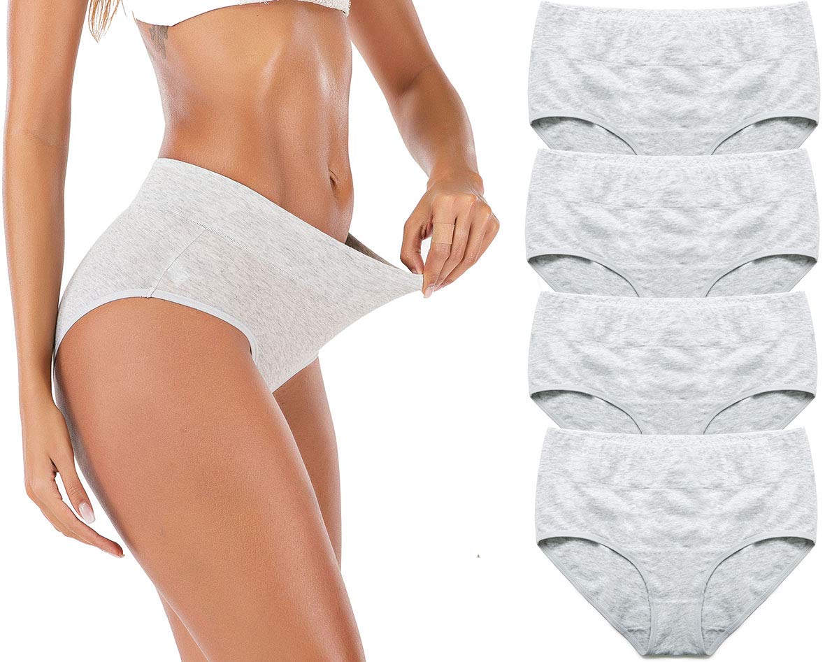 Women's Comfort Cotton High Waist Underwear - Breathable Soft Tummy Control Bikini Panties for Everyday Wear, Postpartum & Workout | Seamless Comfort All Day