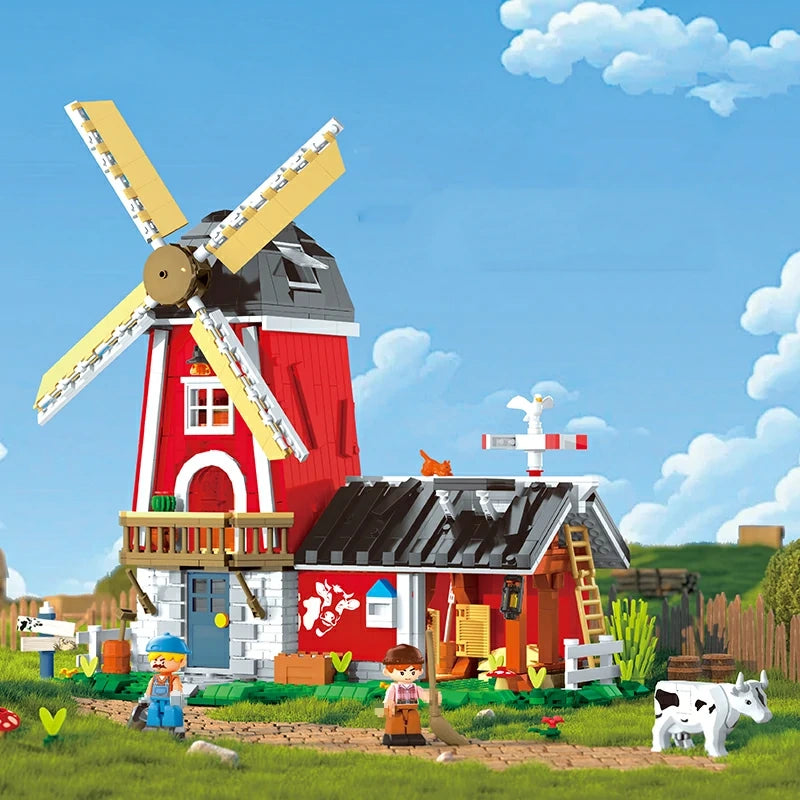 Iambrick 40201 Windmill Dairy Workshop Building Blocks Set - Creative STEM Toy for Kids, Perfect for Farm & Animal Lovers (Great for Birthday Gifts & Educational Play)