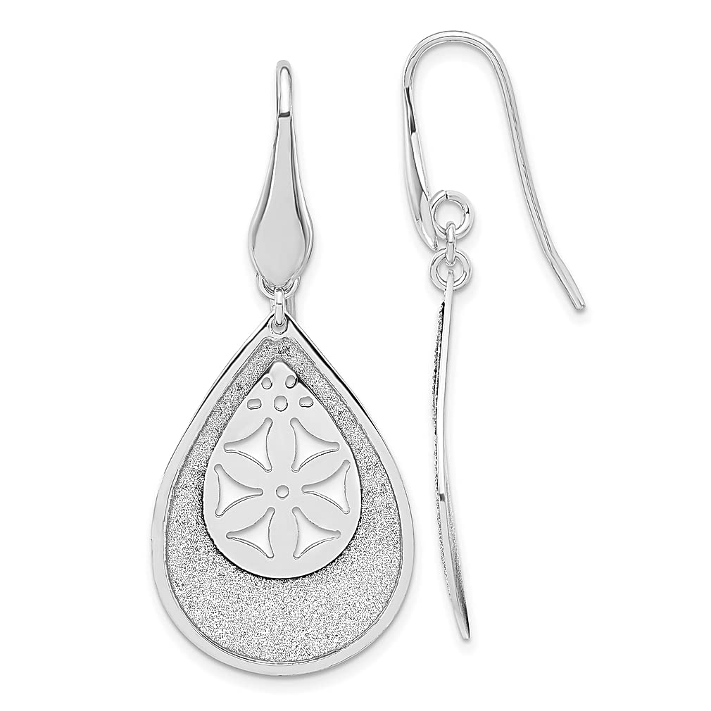925 Sterling Silver Laser-Cut Flower Teardrop Dangle Chandelier Earrings for Women | Elegant Fine Jewelry Gift for Her | Perfect for Weddings, Parties & Special Occasions