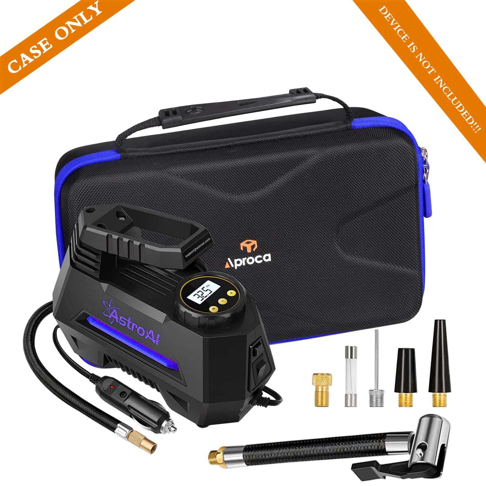 Aproca Hard Storage Travel Case for AstroAI Air Compressor Tire Inflator - Portable Air Pump Protective Carrying Bag with Blue Zipper - Perfect for Road Trips, Camping & Emergency Car Maintenance
