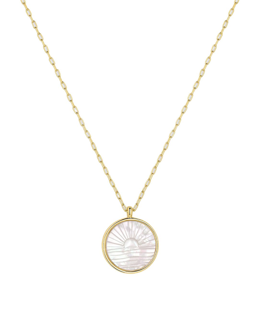 gorjana Sunset Etched Necklace 18k Gold-Plated with Mother of Pearl Pendant | Adjustable Chain 19