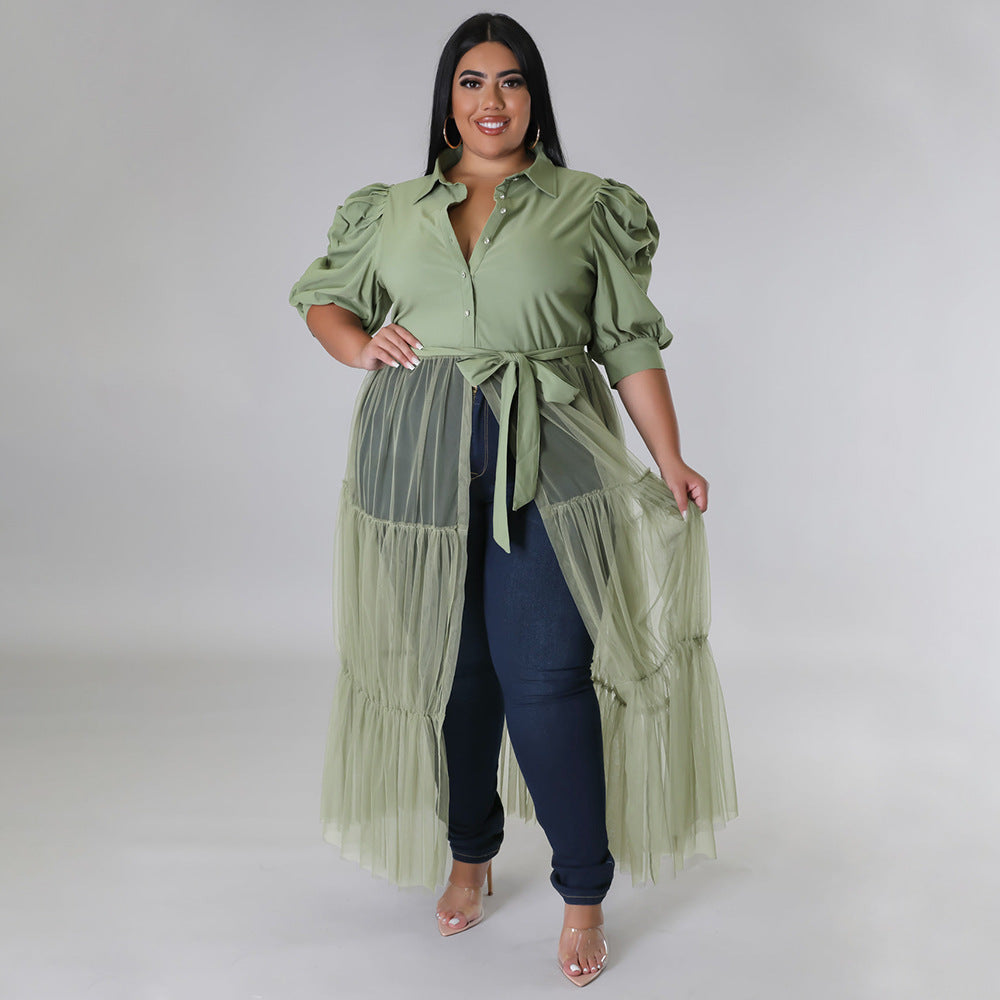 Sexy Plus Size Mesh See-Through Dress with Strap - Perfect for Night Out, Club Wear & Party Outfits