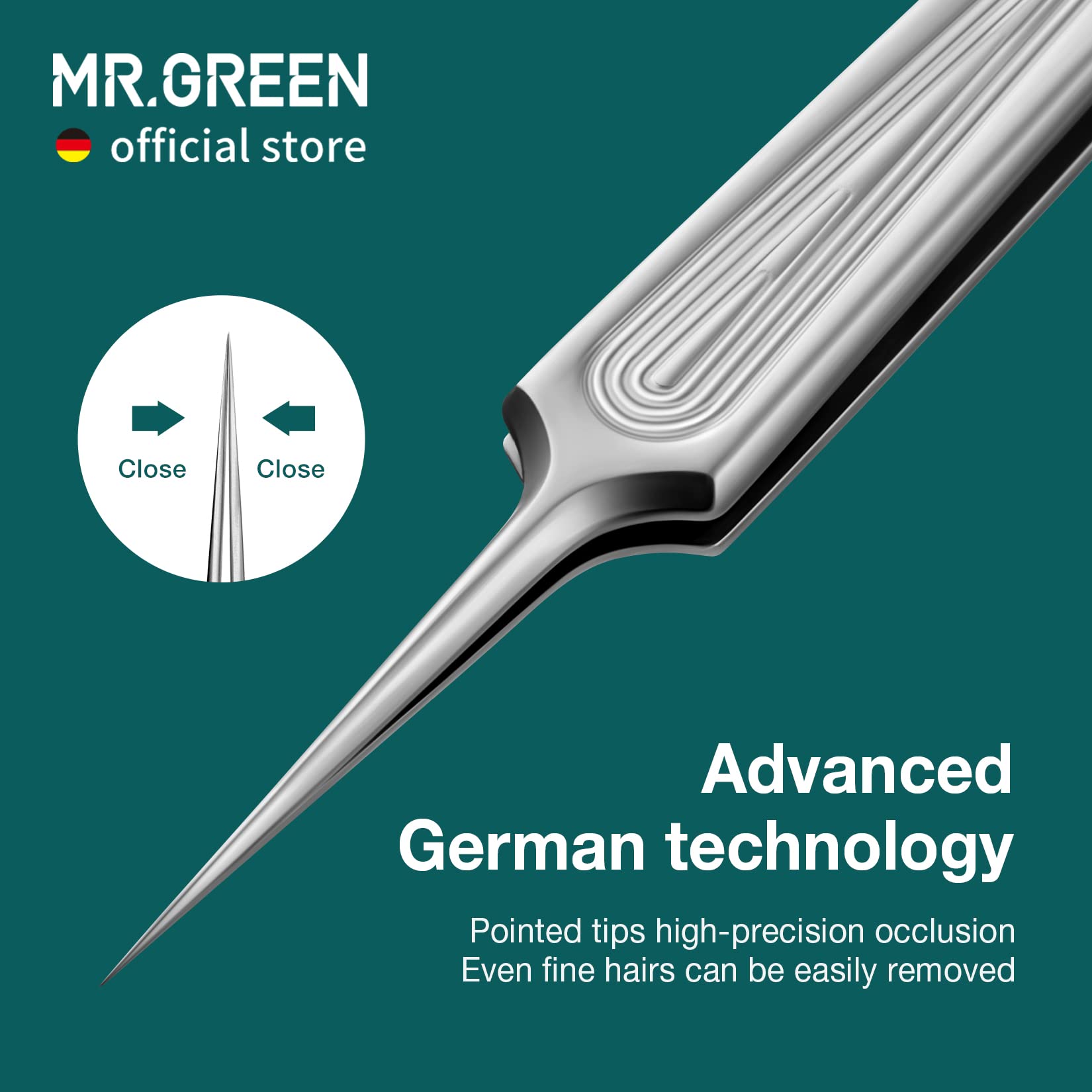 MR.GREEN Ingrown Hair Tweezers - Precision Pointed Tip Stainless Steel Tweezers for Eyebrow Grooming, Splinter Removal, Blackhead & Acne Extraction - Perfect for Travel, Home & Professional Salon Use
