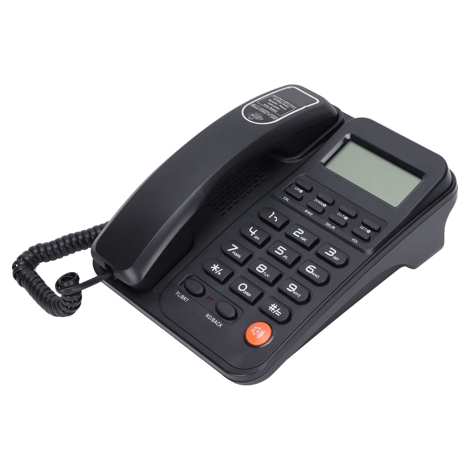 ASHATA KX T2026CID Corded Landline Phone with LCD Display, Handsfree Speakerphone, Caller ID & 24 Ringtones - Perfect for Home, Office & Hotel Use (Black)