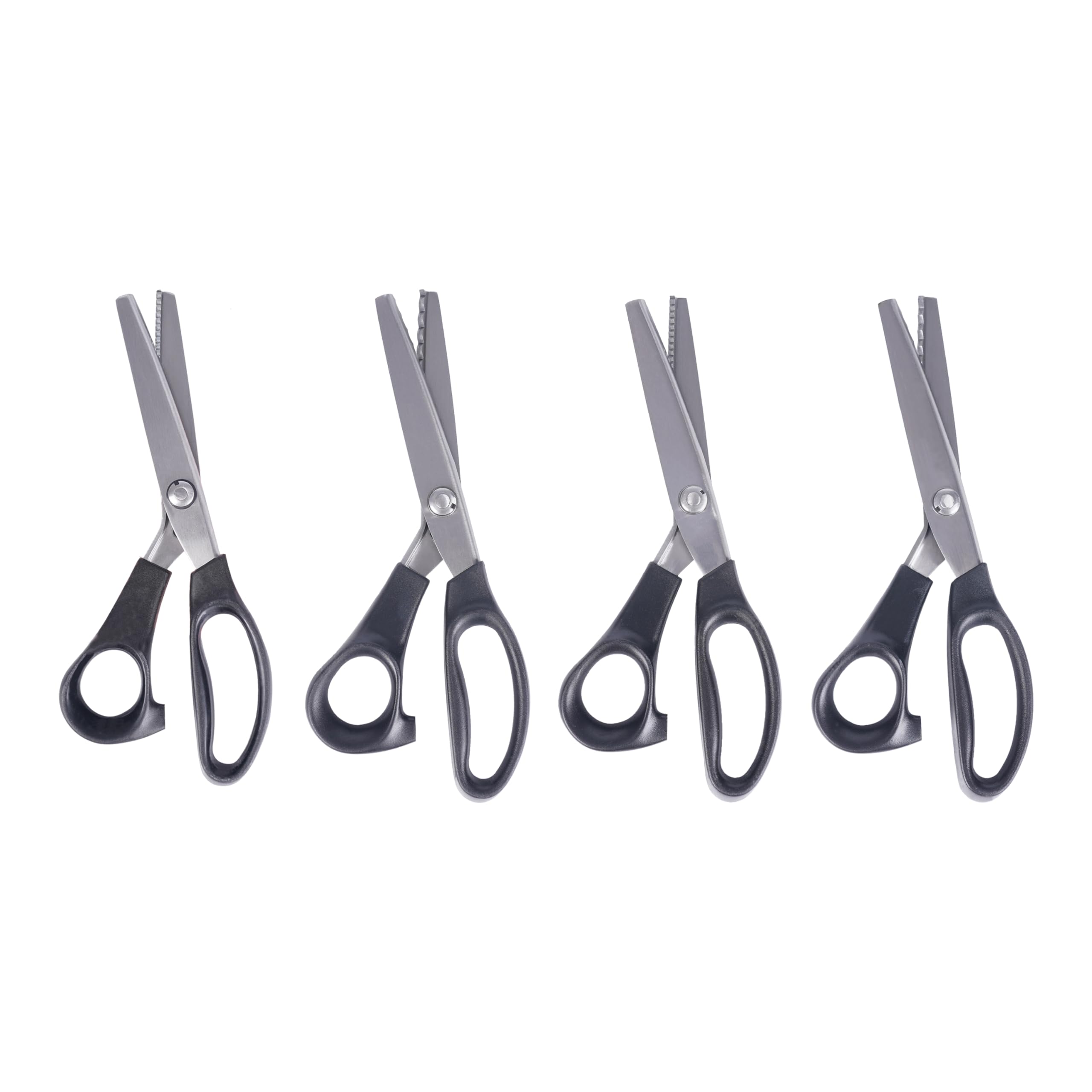 4-Piece Zig Zag & Scalloped Scissors Set - Small (3mm) & Large (7mm) Pinking Shears for Sewing, Fabric Cutting, Quilting & DIY Crafts - 9-Inch Professional Dressmaking Scissors - Perfect for Sewing Projects, Fabric Edges & Crafting