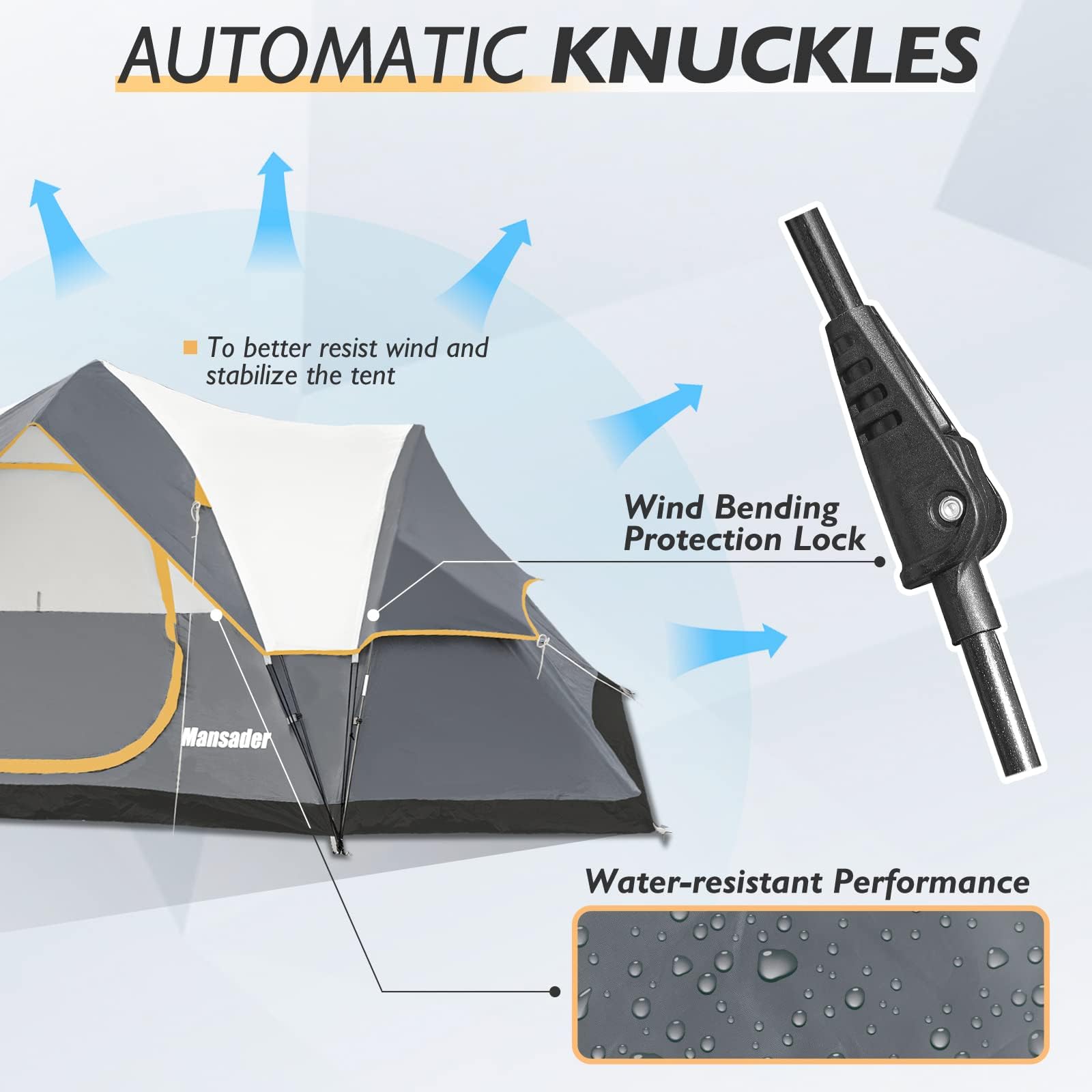 6 Person Family Camping Tent - Waterproof Windproof Outdoor Tent with Top Rainfly, Easy Setup Pop Up Tent for Camping, Hiking, Travel & Backpacking | Perfect for Family Adventures, Beach Trips and Music Festivals