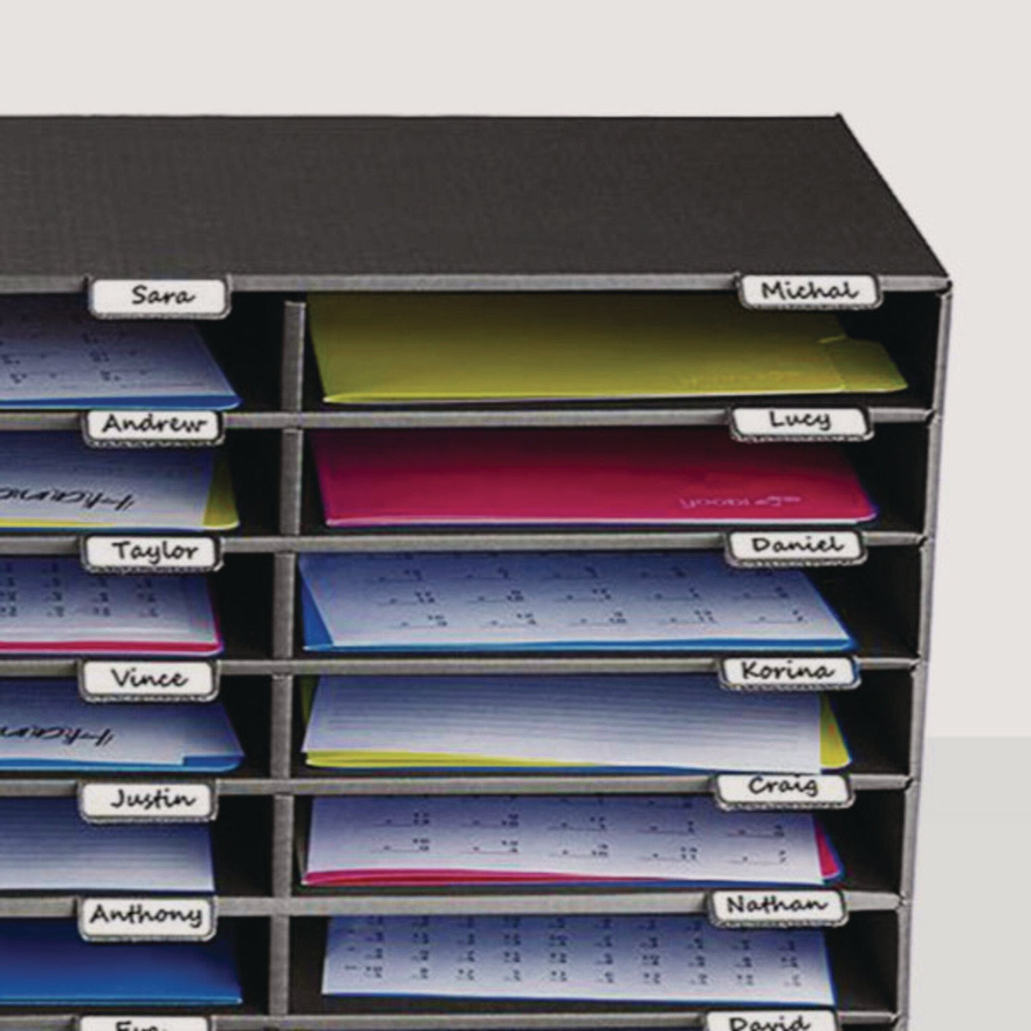 AdirOffice 30-Section Letter Size File Organizer - Black Literature Classroom Organizer (32
