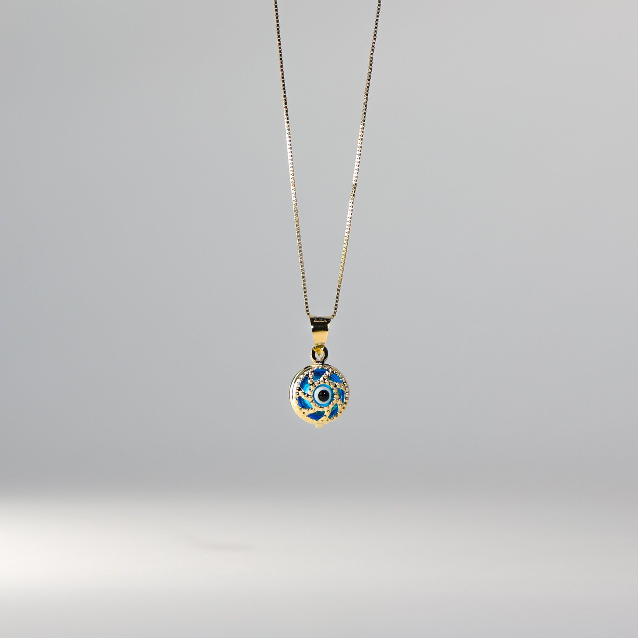 Gold Dainty Round Evil Eye Pendant Necklace - Model 1716 | Spiritual Protection Jewelry for Women, Gift for Her, Boho Chic Accessory