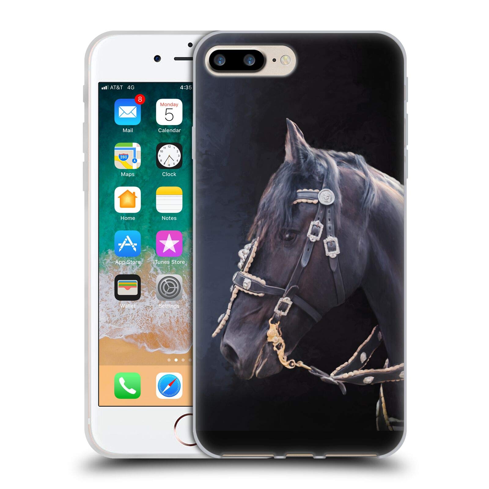 Officially Licensed Simone Gatterwe Friesian Horse Pegasus & Unicorns Soft Gel Phone Case for iPhone 7 Plus/8 Plus - Cute Protective Cover for Women Girls, Perfect Gift for Animal Lovers & Fantasy Fans
