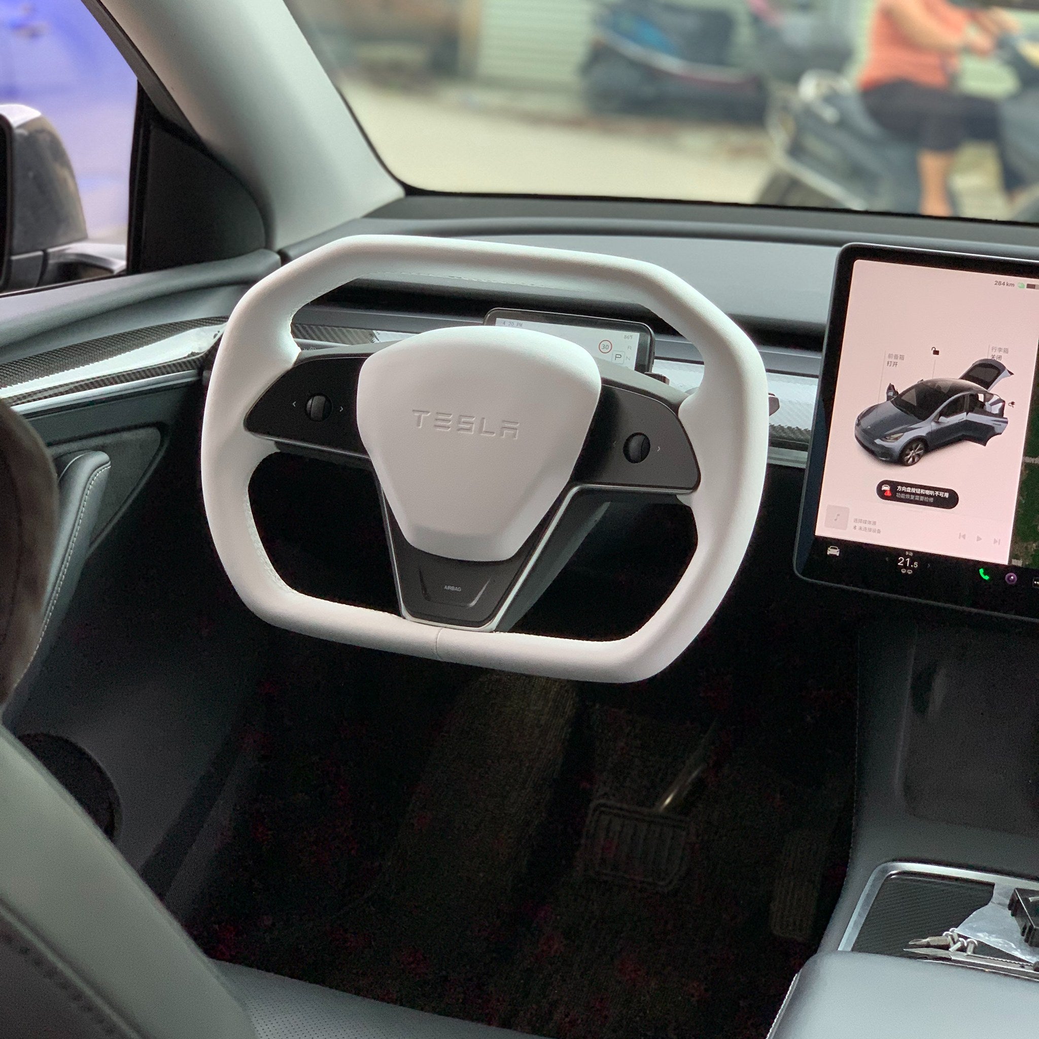 Premium Cybertruck-Style Steering Wheel for Tesla Model 3 & Model Y - Carbon Fiber Design, Enhanced Grip - Perfect for Gaming & Racing Enthusiasts