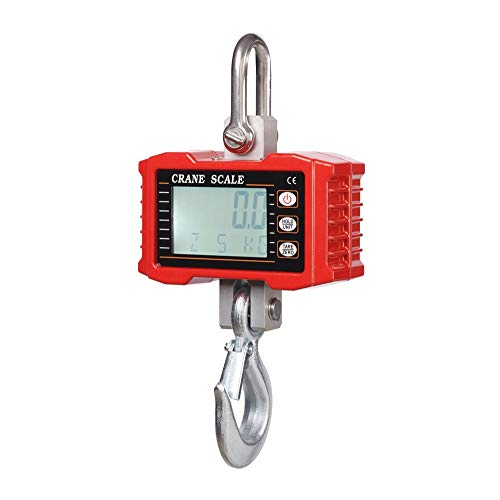 High Precision Digital Crane Scale 1000LB/2000LB - Industrial Hanging Scale with Smart Measurement for Farm, Factory & Warehouse - Portable Heavy Duty Electronic Weighing Tool (Red, 1000KG/0.5G) - Perfect for Lifting, Shipping & Inventory Management