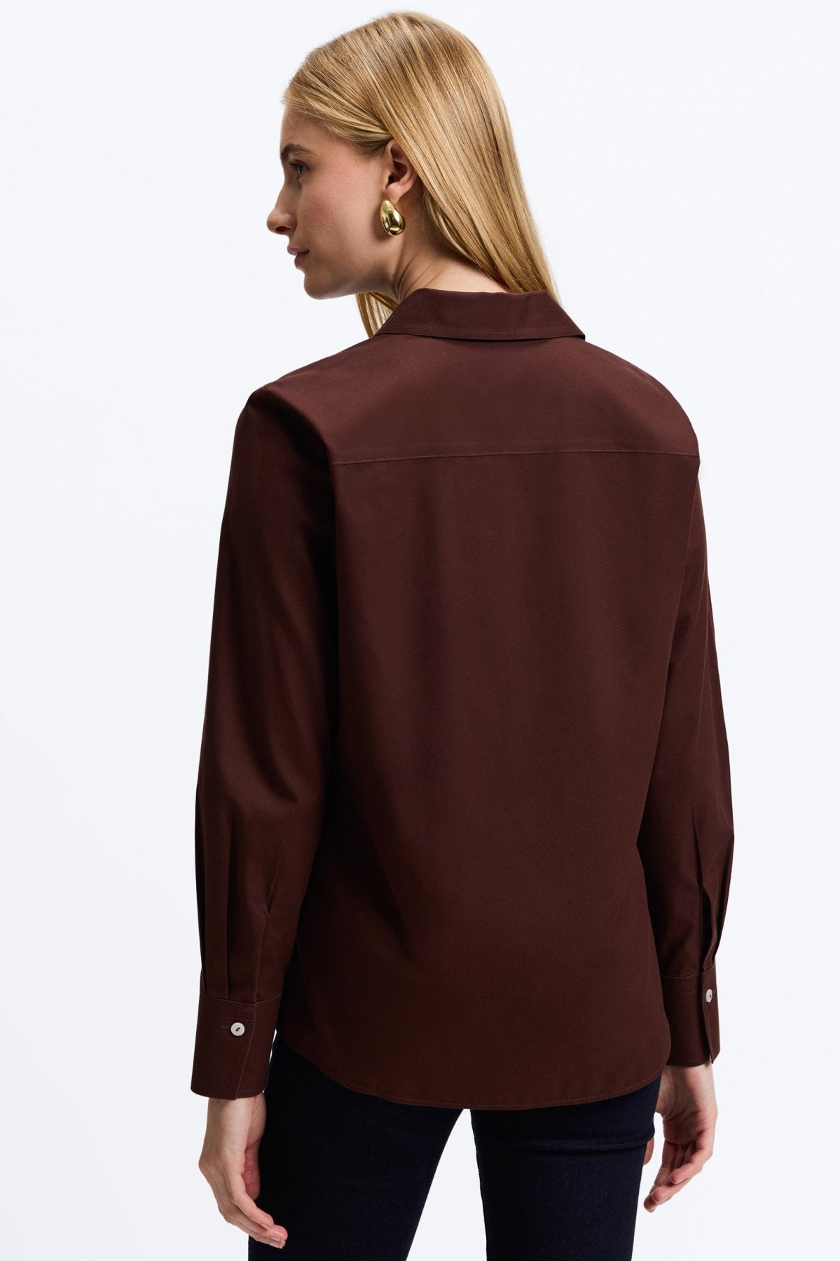 Mary No Iron Pinpoint Long Sleeve Shirt for Women - Wrinkle-Free Office Blouse - Perfect for Business Casual & Professional Workwear