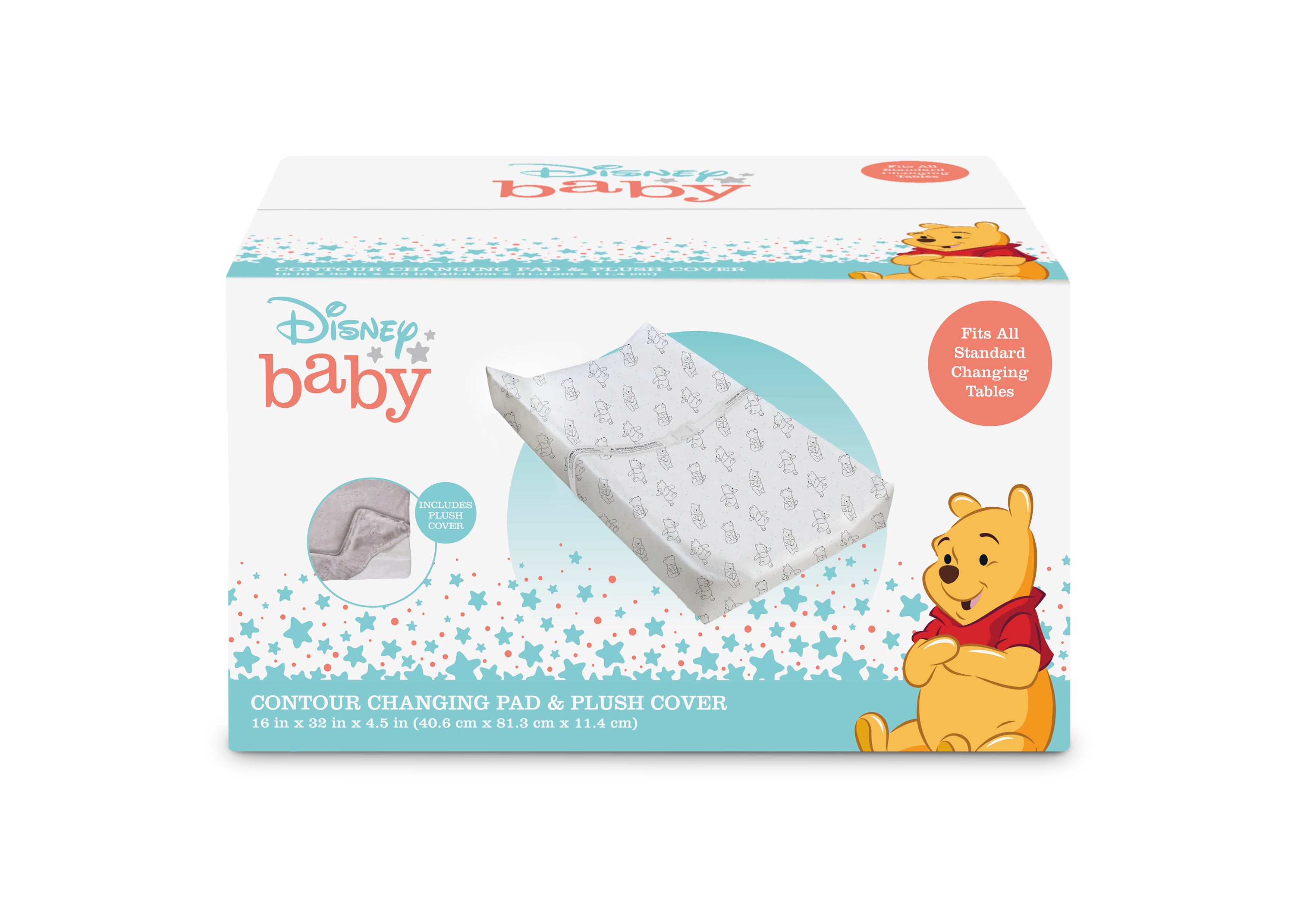 Disney Winnie the Pooh Baby Changing Pad with Soft Plush Cover - Waterproof & Portable for Nursery, Travel & Diaper Changing