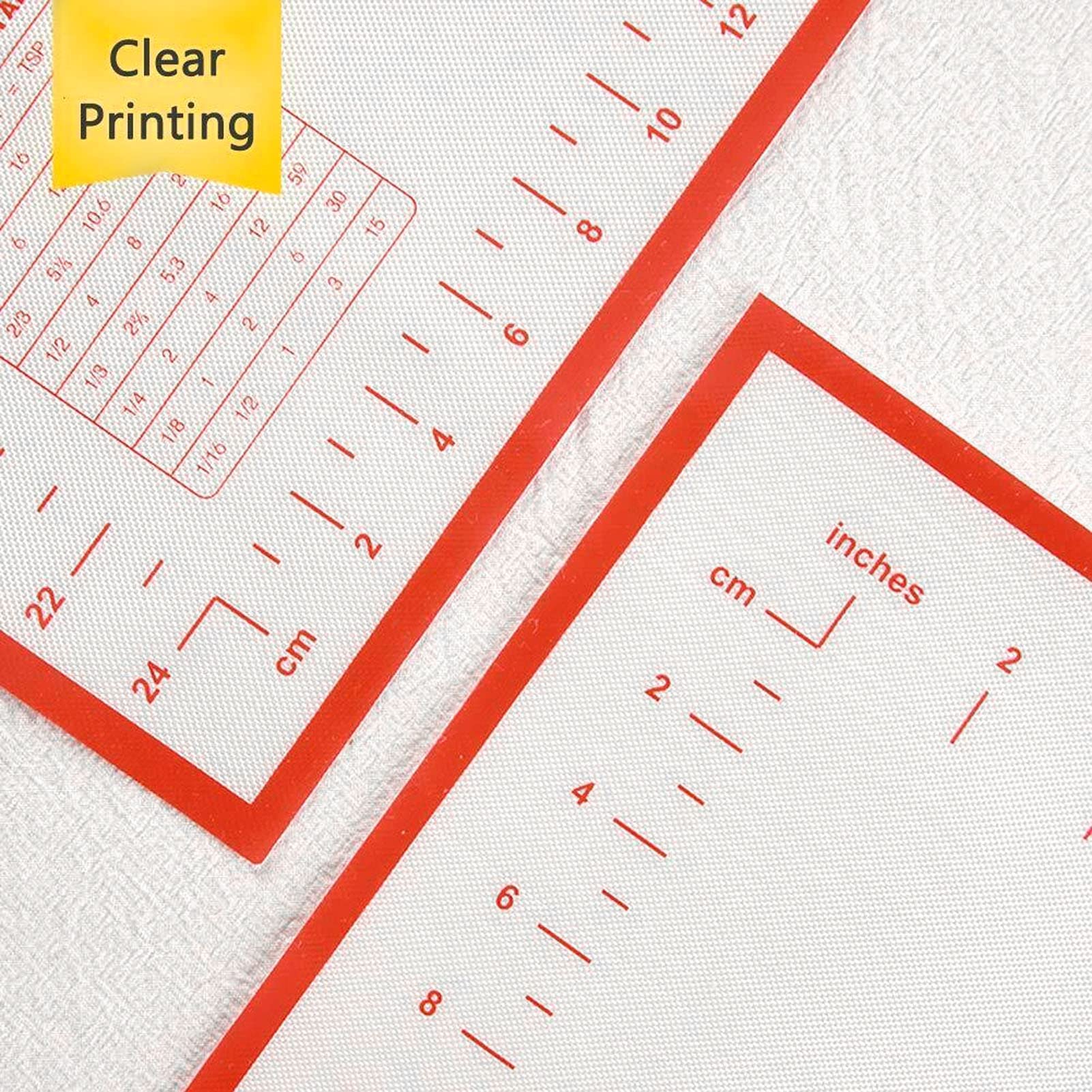 Non-Stick Dough Rolling Mat - Extra Thick Red Baking Fondant Mat with Measurement Scale for Pastry, Pie Crust & Cookie Dough | Perfect for Home Bakers & Professional Chefs (Kitchen, Bakery, Cooking Class Use)