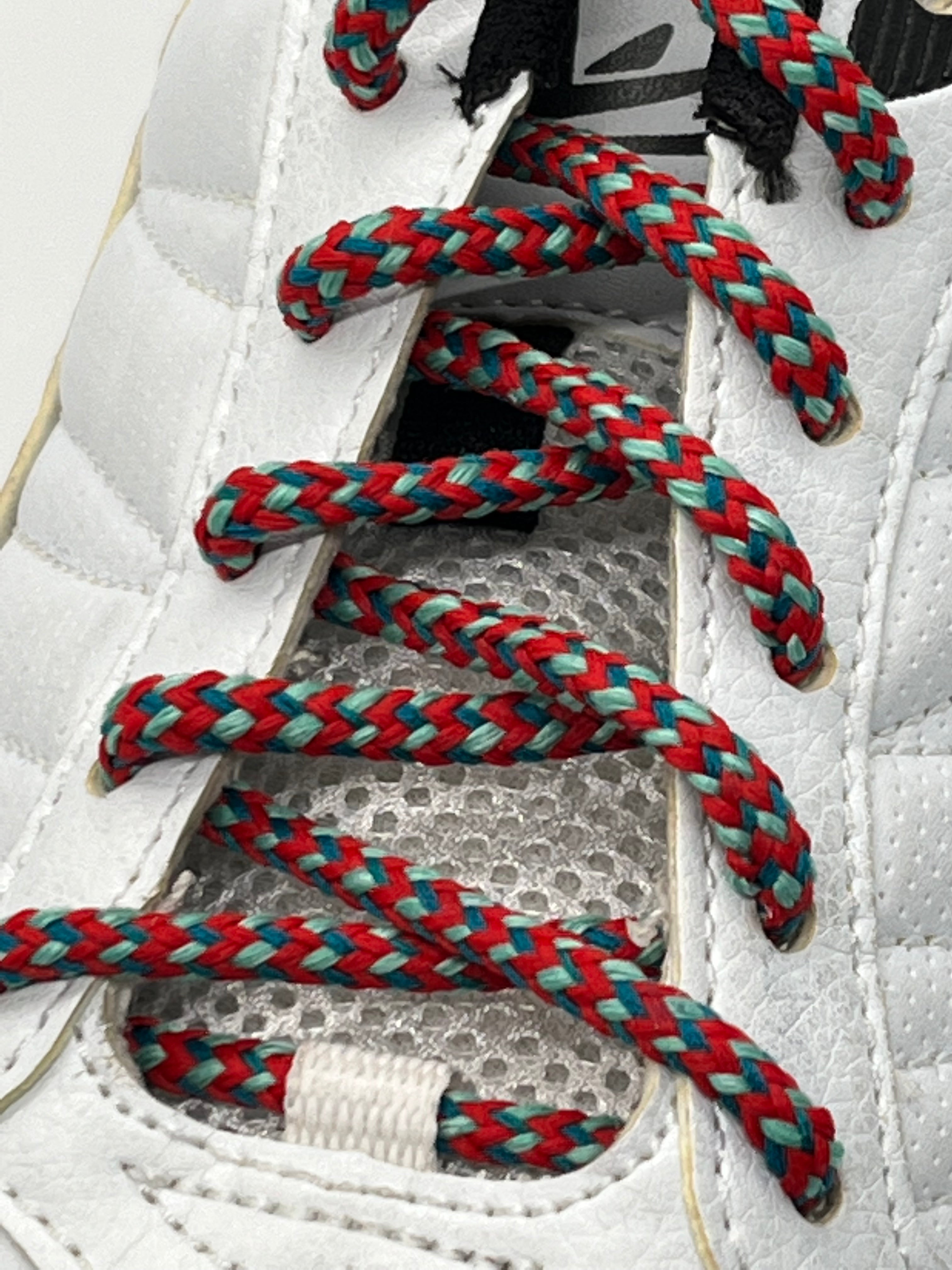 Vibrant Round Multi-Color Shoelaces - Red, Dark Teal & Light Teal | Perfect for Sneakers, Running Shoes & Casual Footwear