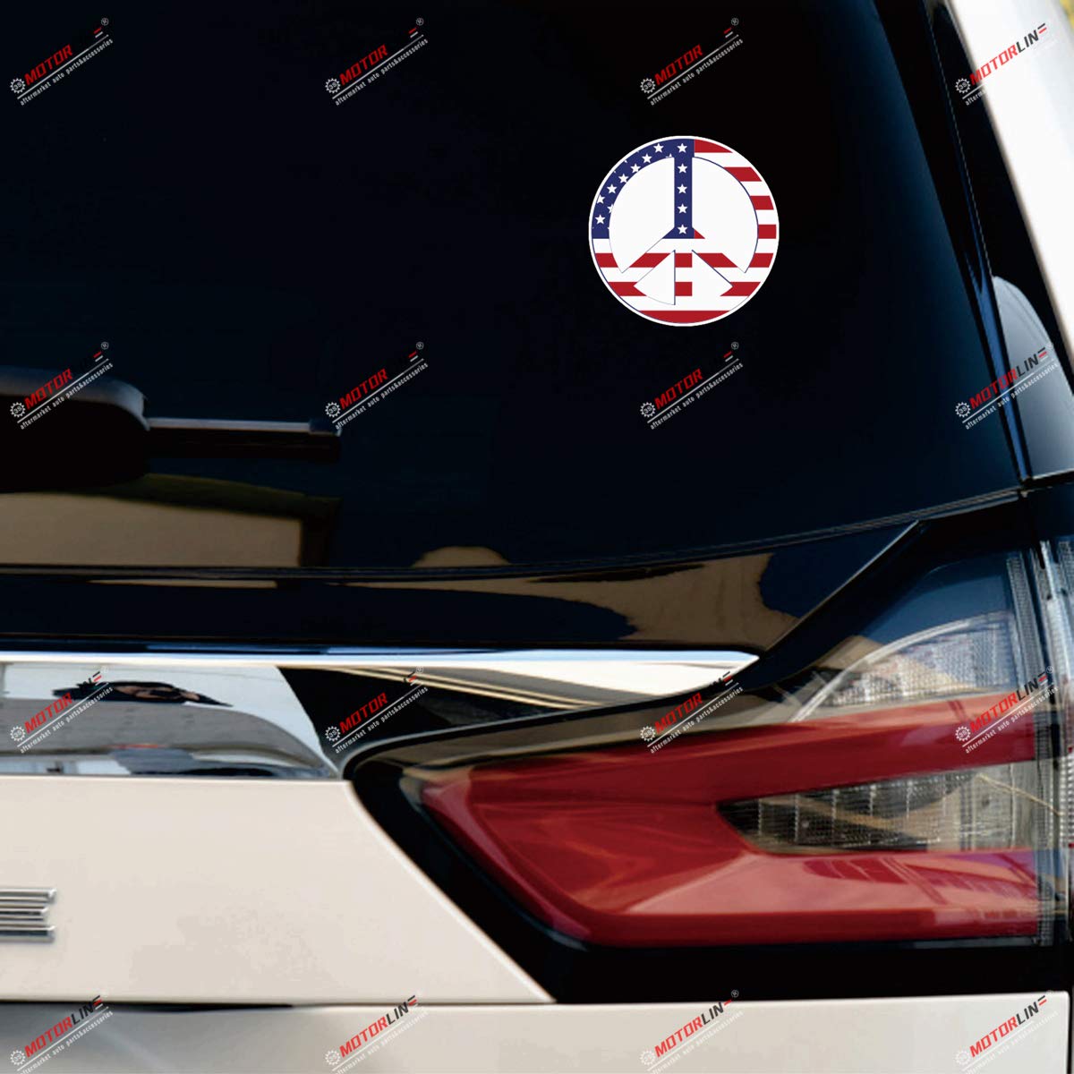 Peace Sign Anti-War Symbol American Flag Vinyl Decal Sticker Set - 3 Pack (2