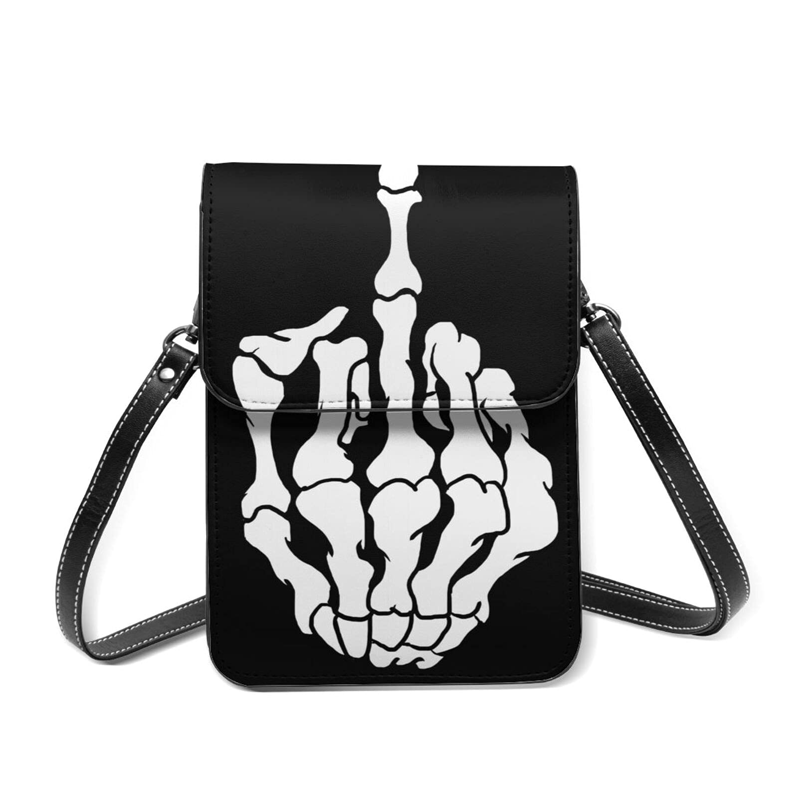 Stylish Black Skeleton Hand Crossbody Phone Bag for Women - Mini Purse with Adjustable Shoulder Strap, Wallet & Passport Holder - Lightweight Everyday Handbag for Travel, Concerts & Gothic Fashion