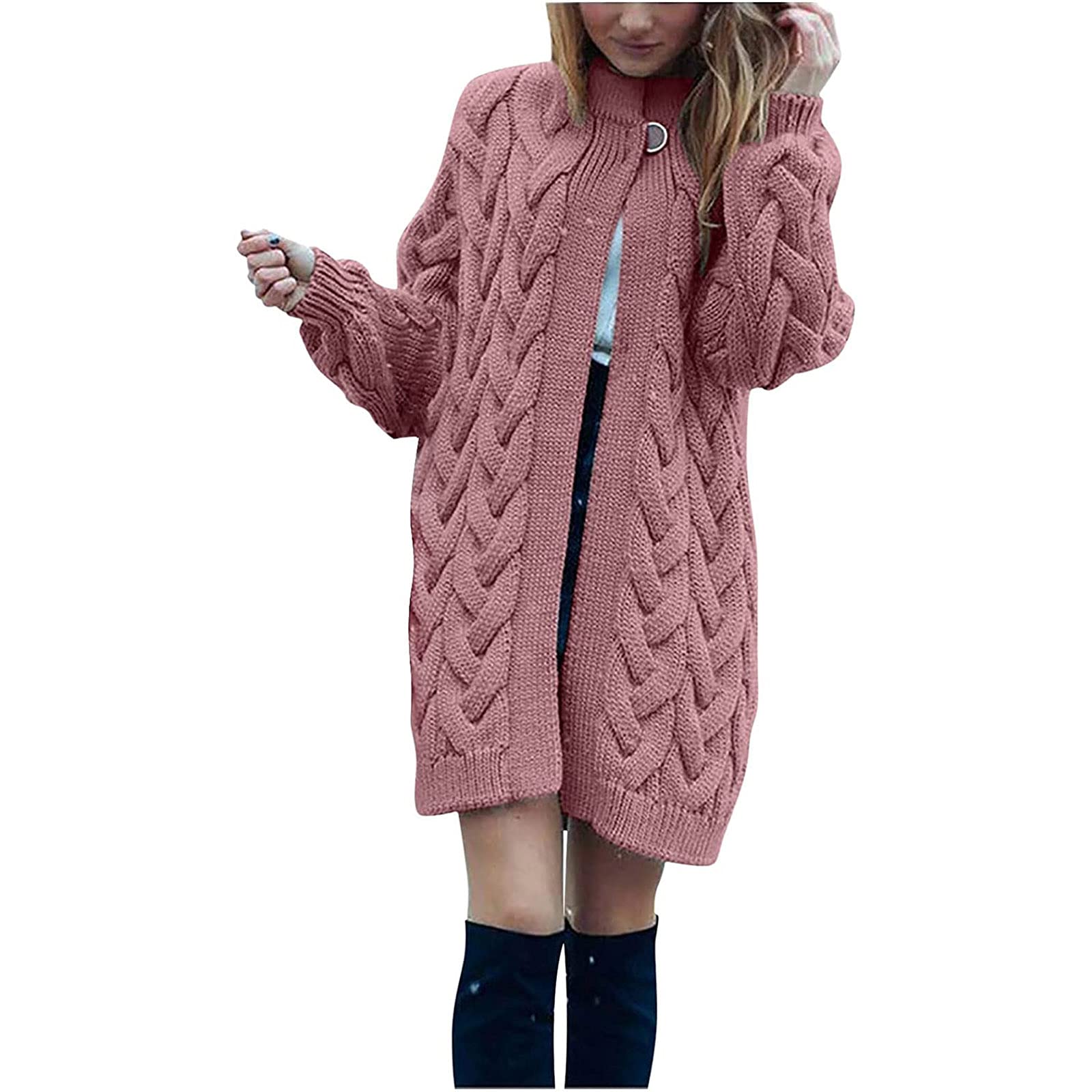 Women's Casual Long Sleeve Solid Color Button-Up Open Stitch Cardigan Sweater - Perfect for Fall Layering, Office Wear & Cozy Outfits