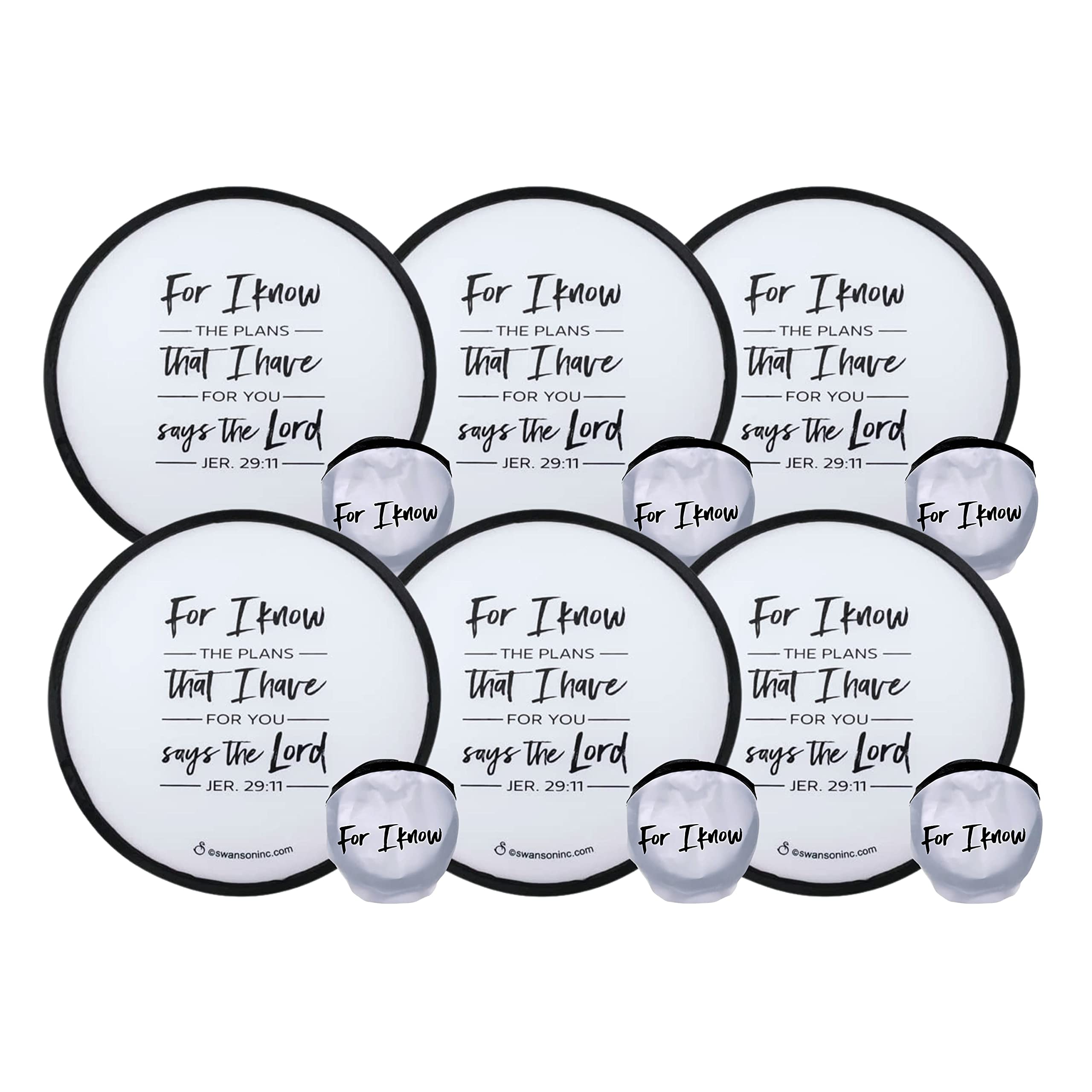 Swanson Christian Church Fans - Pack of 6 Foldable Hand Fans for Worship Services & Events - Modern Design with 'For I Know' Scripture - Perfect for Church, Weddings & Outdoor Gatherings