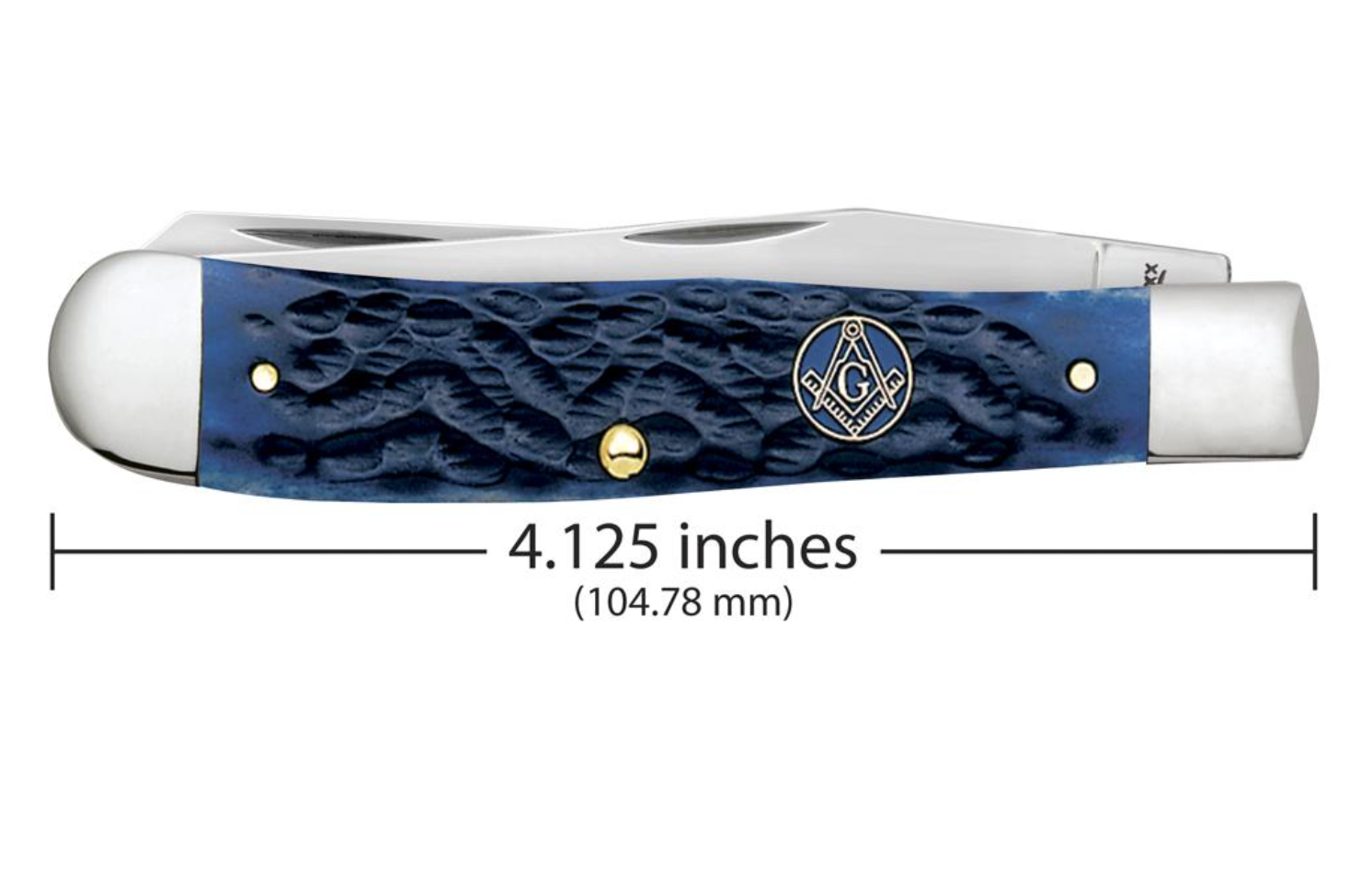 Masonic Gift Tin Standard Jig Blue Bone Trapper Pocket Knife (01058) - Perfect for Camping, Hunting & Outdoor Adventures