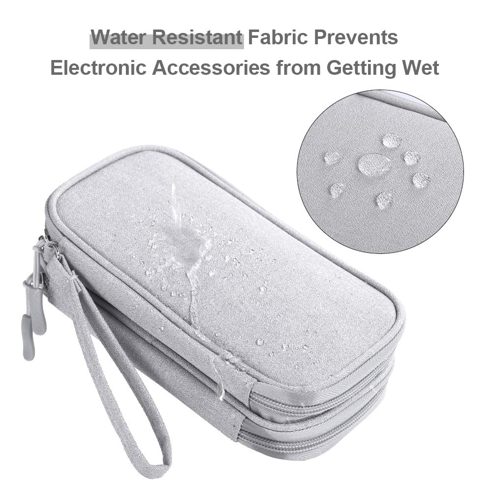 DDgro Travel Electronics Organizer Bag - Tech Case Pouch for Phone, SD Cards, Charger, Power Bank, Cables, Mouse & Headphones (Medium, Light Grey) - Perfect for Business Trips, Commuting & Air Travel