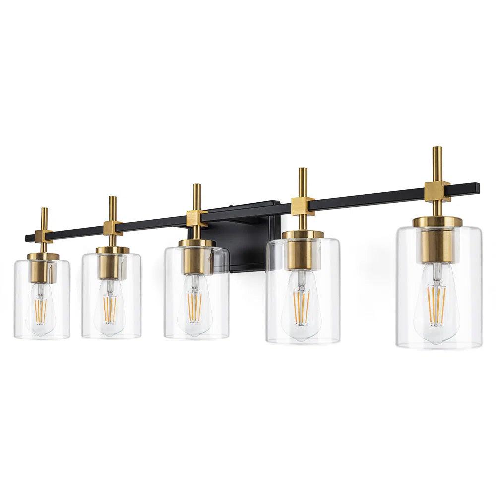 Jasper Modern Clear Glass 5-Light Bathroom Vanity Light Fixture - Perfect for Bathroom, Powder Room, and Dressing Area Lighting