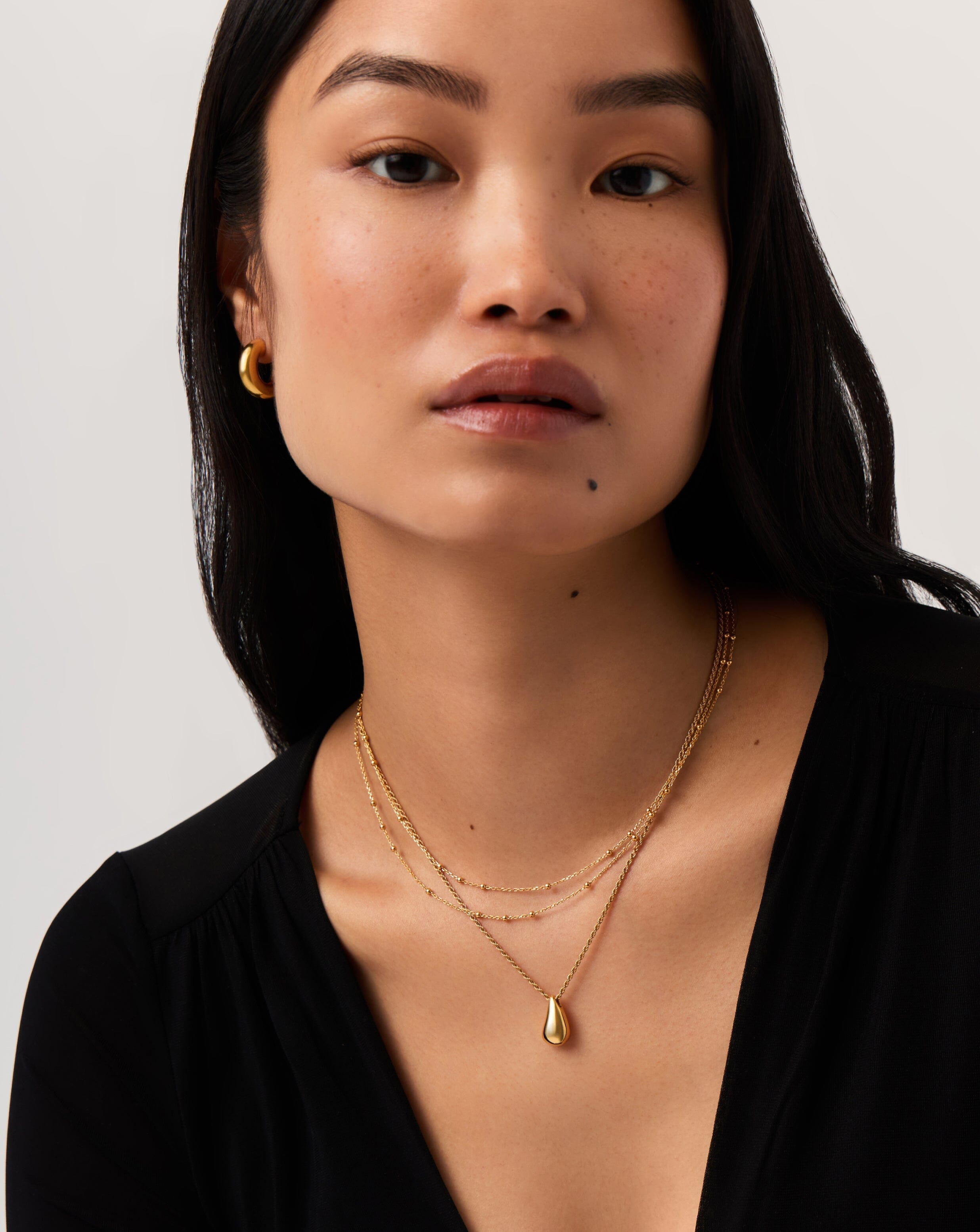 Savi Droplet Pendant & Double Necklace Set - 18k Gold Vermeil Jewelry for Women | Elegant Layered Necklace for Date Night, Wedding & Everyday Wear