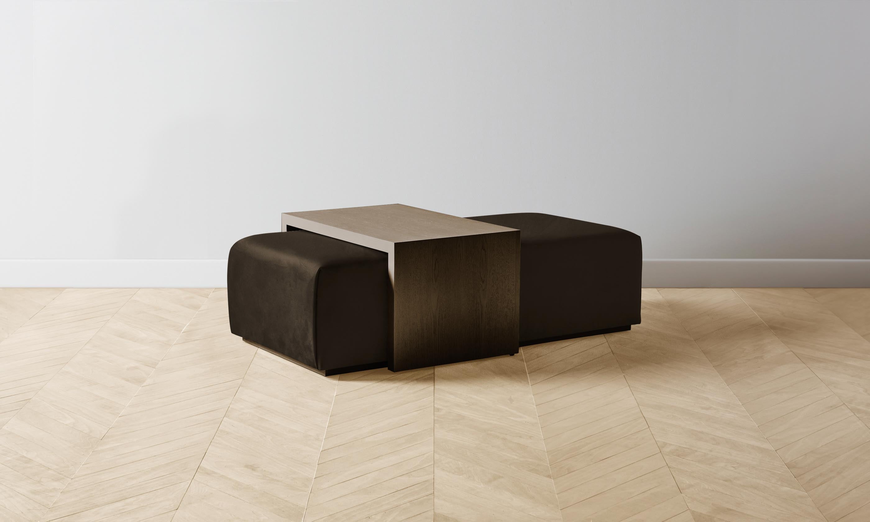 The Bowery Ottoman - Premium Nubuck Leather in Espresso Brown | Modern Footrest & Living Room Accent Piece