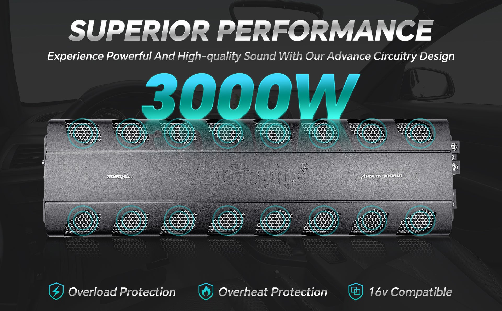 APDLO 30001D Class D Mono Mosfet Power Amplifier - High Performance Car Audio Amplifier for Subwoofers and Sound Systems