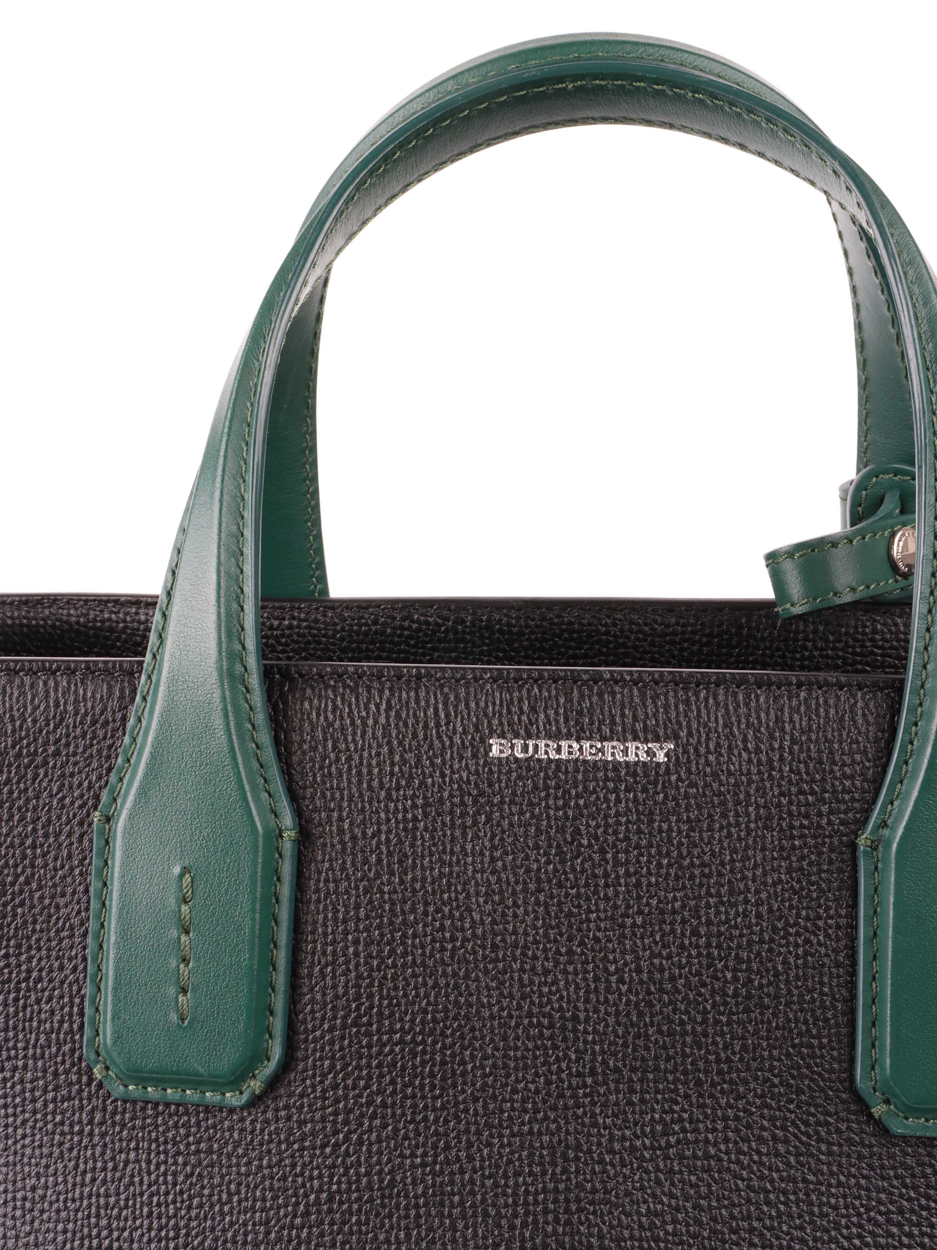 Burberry Black and Green Leather Tote Bag for Women - Luxury Designer Handbag for Work, Travel & Everyday Use