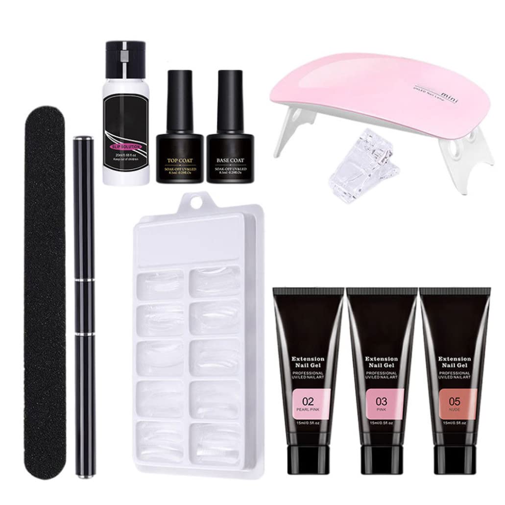 Professional Acrylic Nail Kit with UV Lamp - 11PCS Polygel Nail Extension Set Includes Builder Gel, Base & Top Coat for Salon-Quality Manicures at Home - Perfect for DIY Nail Art, Bridal Parties & Special Occasions