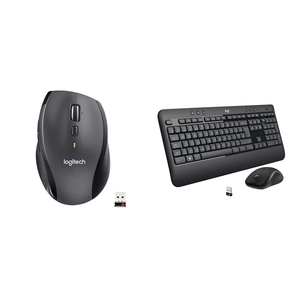 Logitech M705 Marathon Wireless Mouse & MK540 Advanced Wireless Keyboard Combo - 2.4GHz USB Receiver, Multimedia Hotkeys, Ergonomic Design for Windows PC - Perfect for Office Work, Gaming & Home Computing