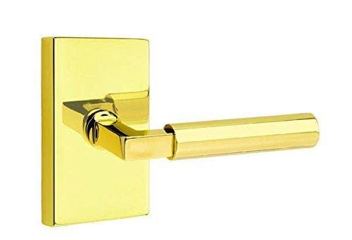 Emtek Passage Set - Modern Rectangle Rosette & Hercules Lever (Left Hand, Flat Black) | Premium Door Hardware for Contemporary Homes & Offices