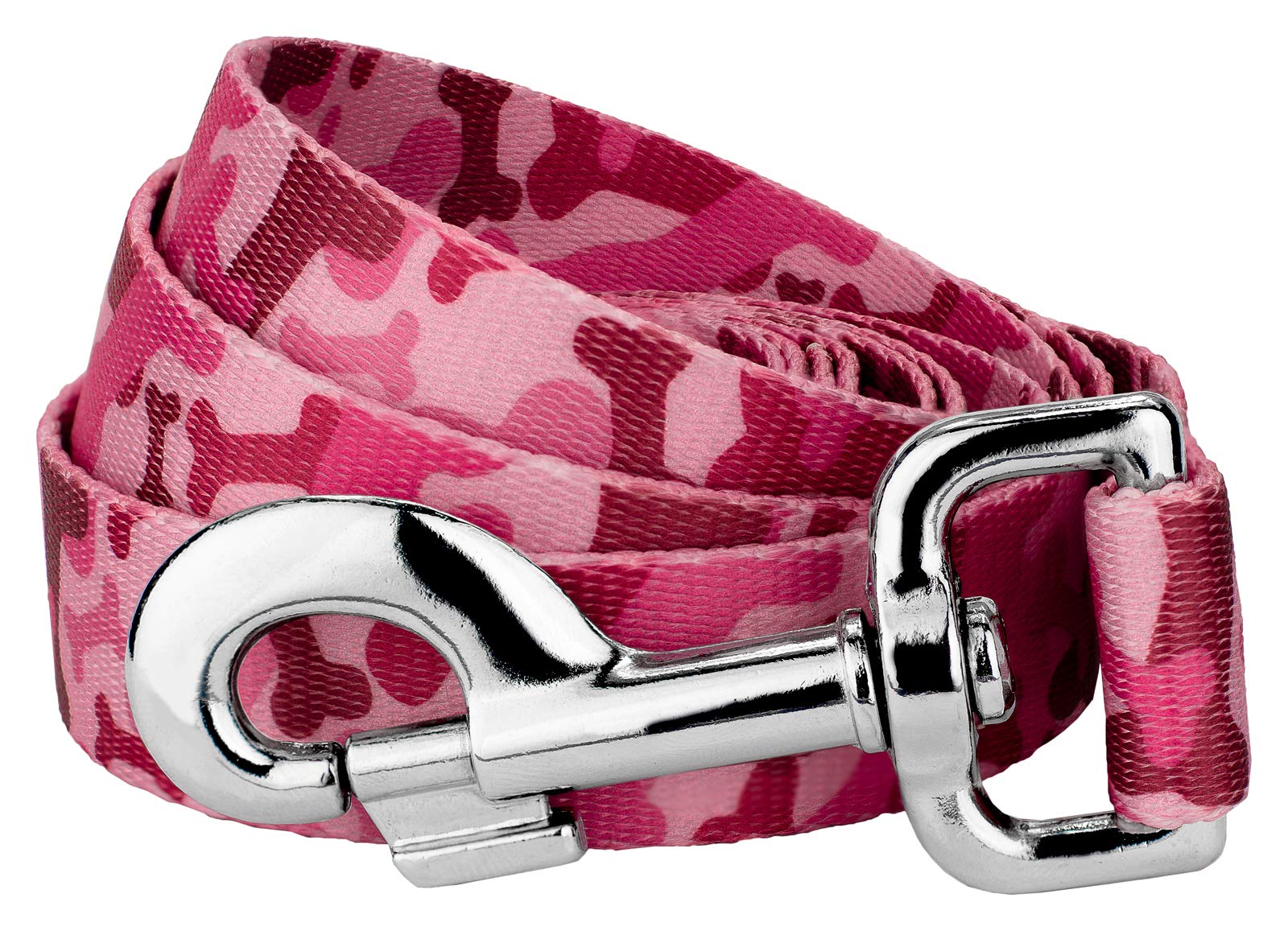 Country Brook Design® 1 Inch Pink Camo Dog Leash - 6 Feet Strong Nylon Pet Lead for Walking, Training & Outdoor Adventures