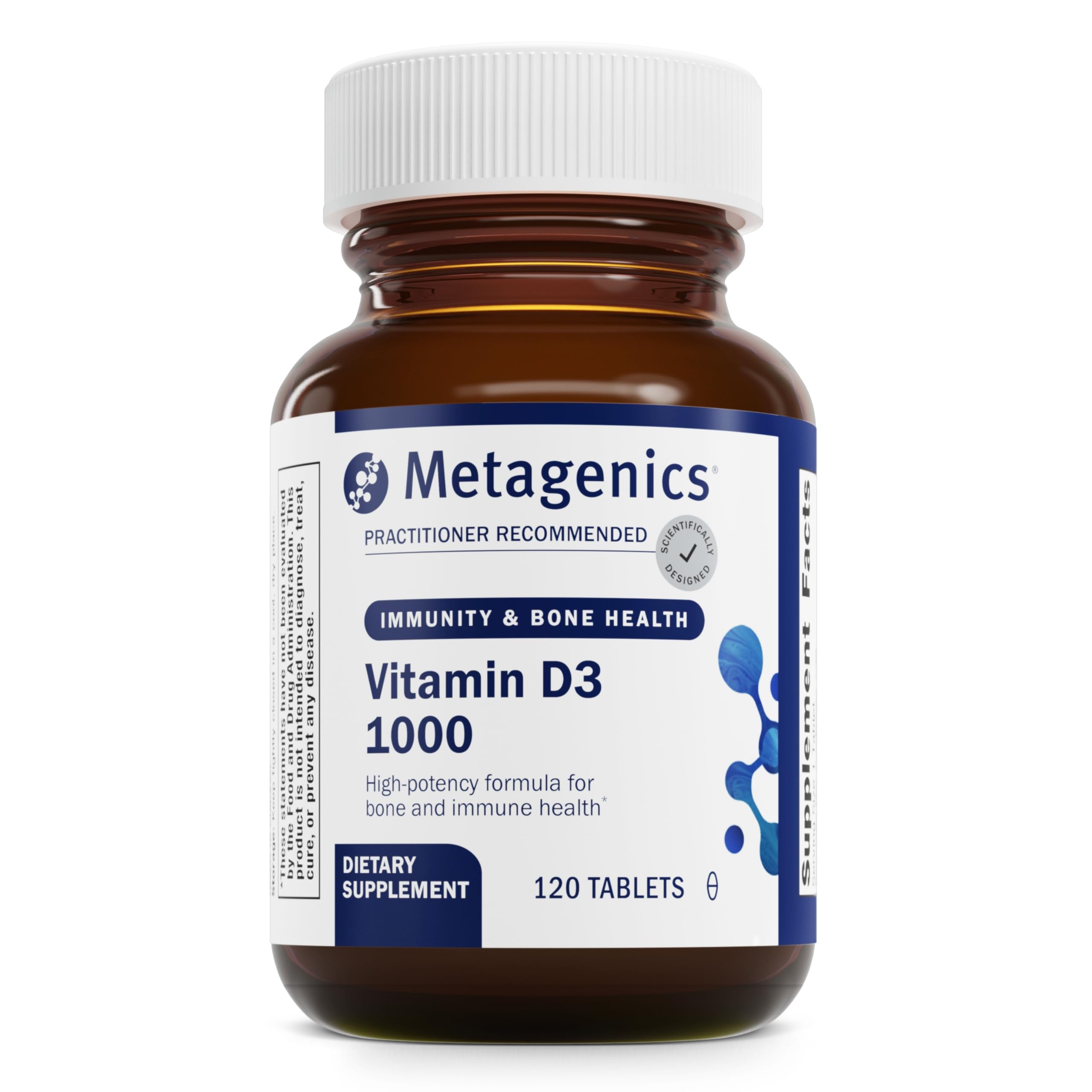 Metagenics Vitamin D3 1000 IU - High Potency Vitamin D Supplement for Bone Health & Immune Support - Supports Tooth Integrity - Non-GMO, Gluten Free - 120 Tablets - Ideal for Daily Wellness & Immune System Boost