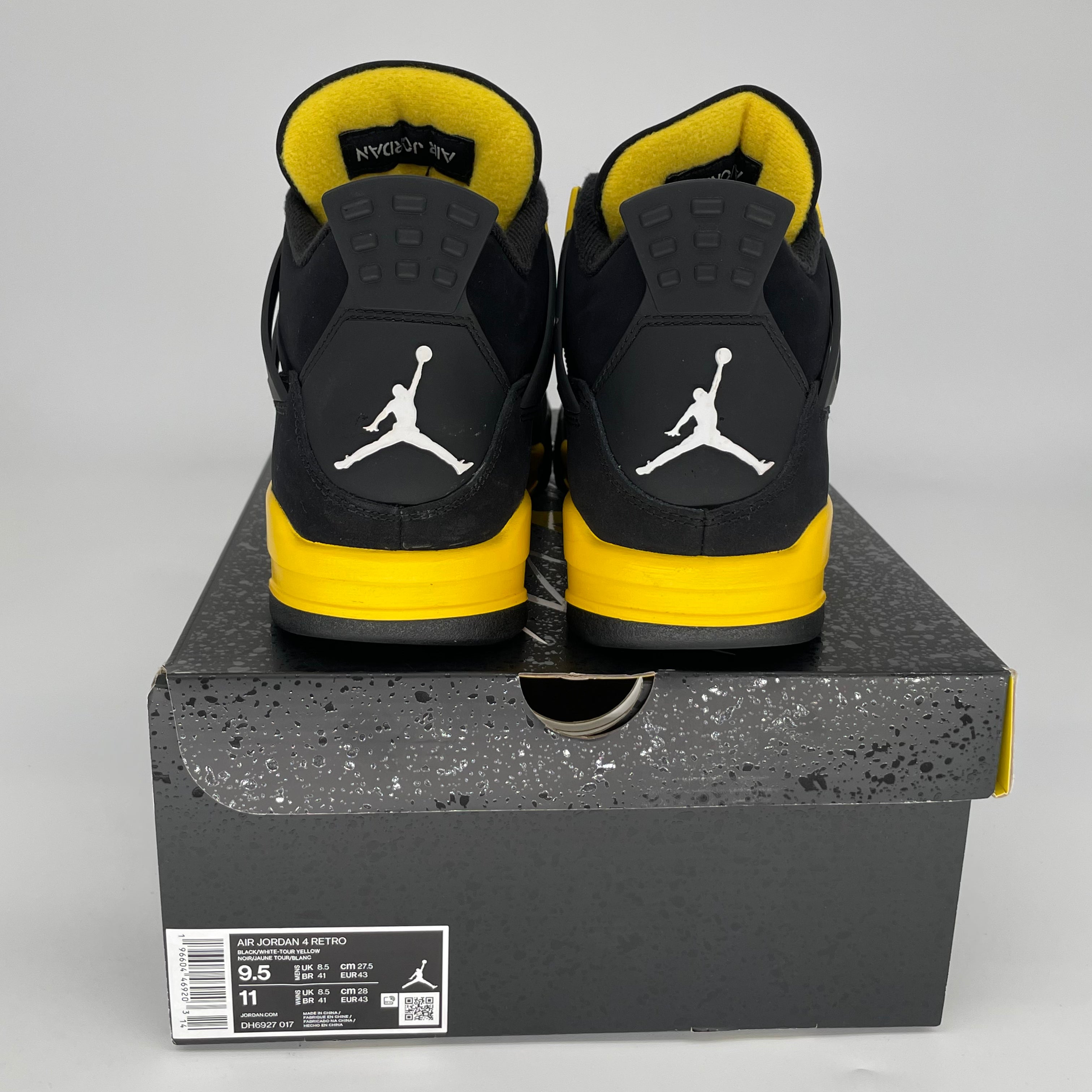 AIR JORDAN 4 THUNDER Retro Sneakers - Men's Size 9.5 (DH6927-017) - Authentic Basketball Shoes for Sports & Streetwear Fashion